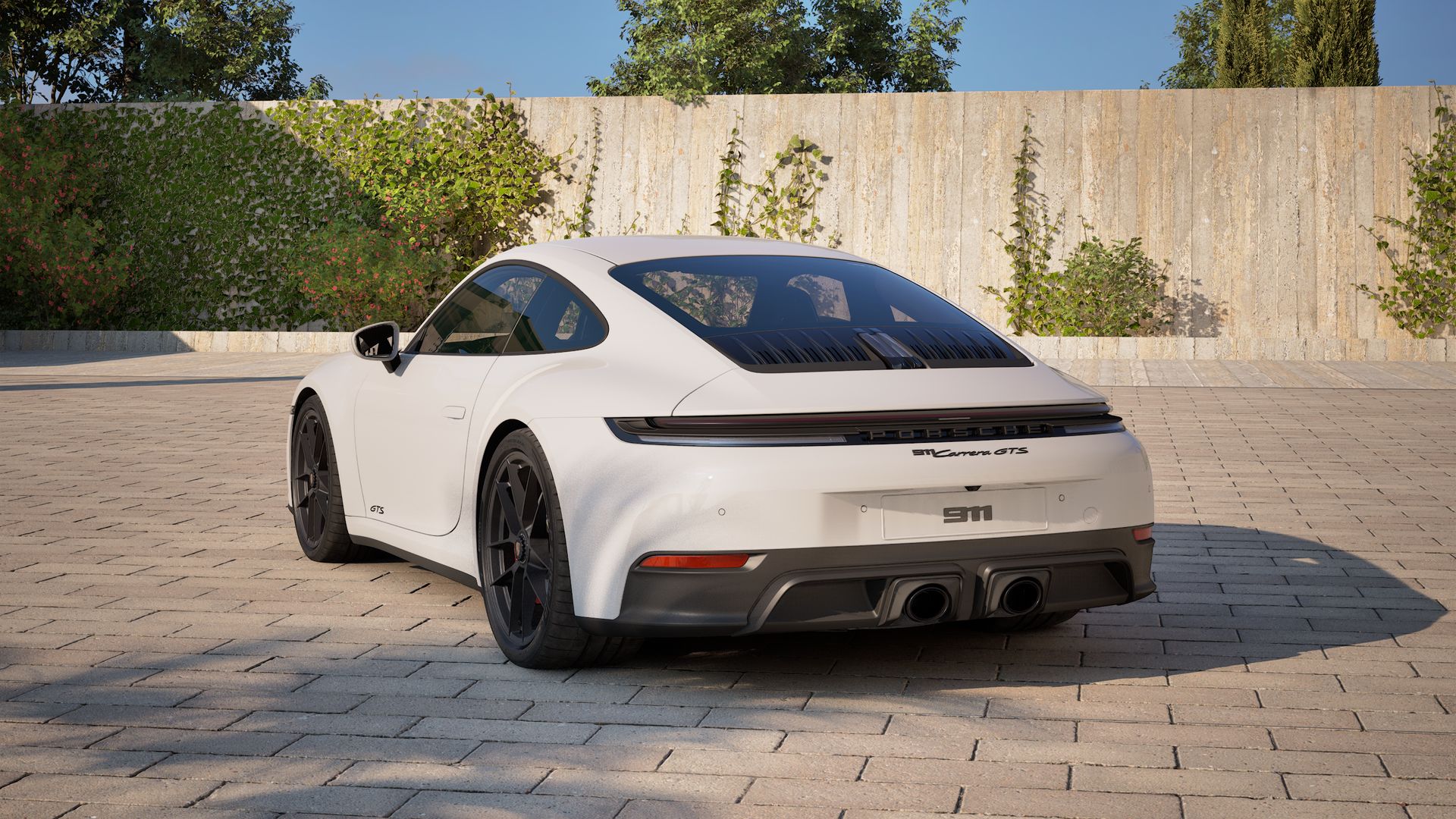 Vista exterior do 911 Carrera GTS, de trás e lateral esquerda