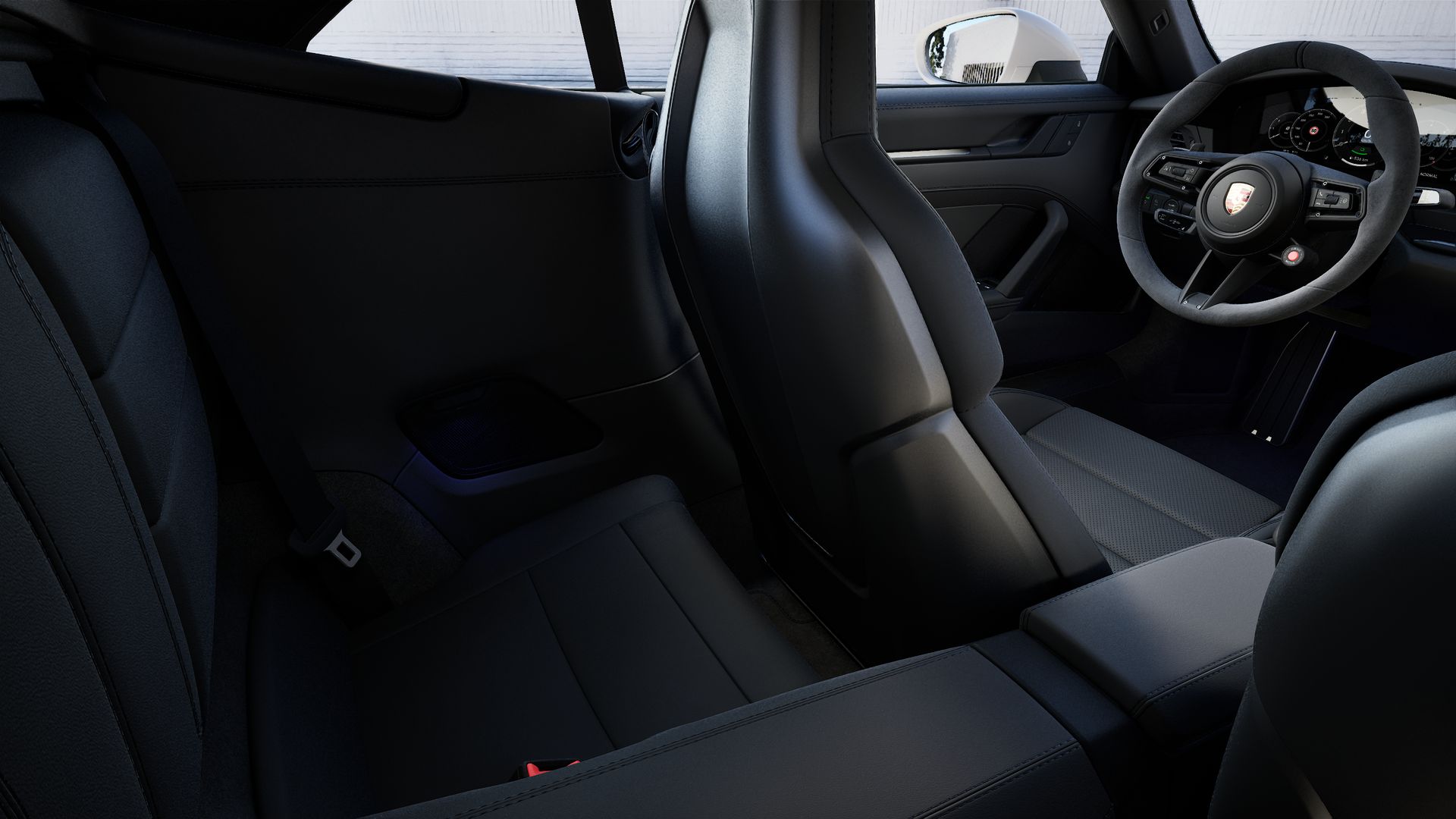 Vista interior, mostrando os bancos traseiros do 911 Carrera GTS Cabriolet