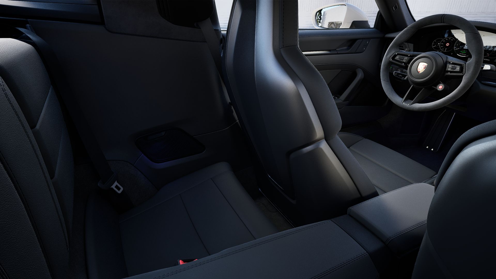 Vista interior, mostrando os bancos traseiros do 911 Targa 4 GTS