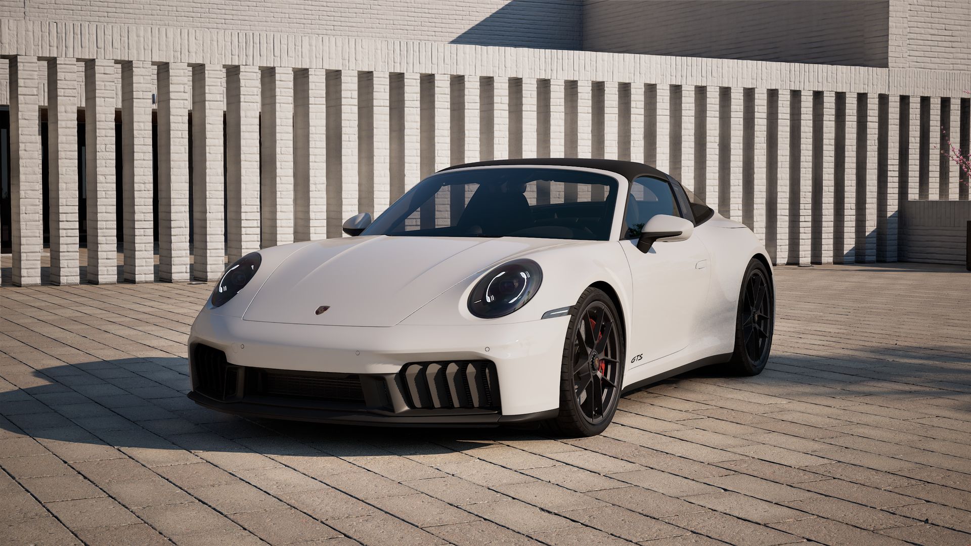 Vista exterior do 911 Targa 4 GTS, de frente e lateral esquerda
