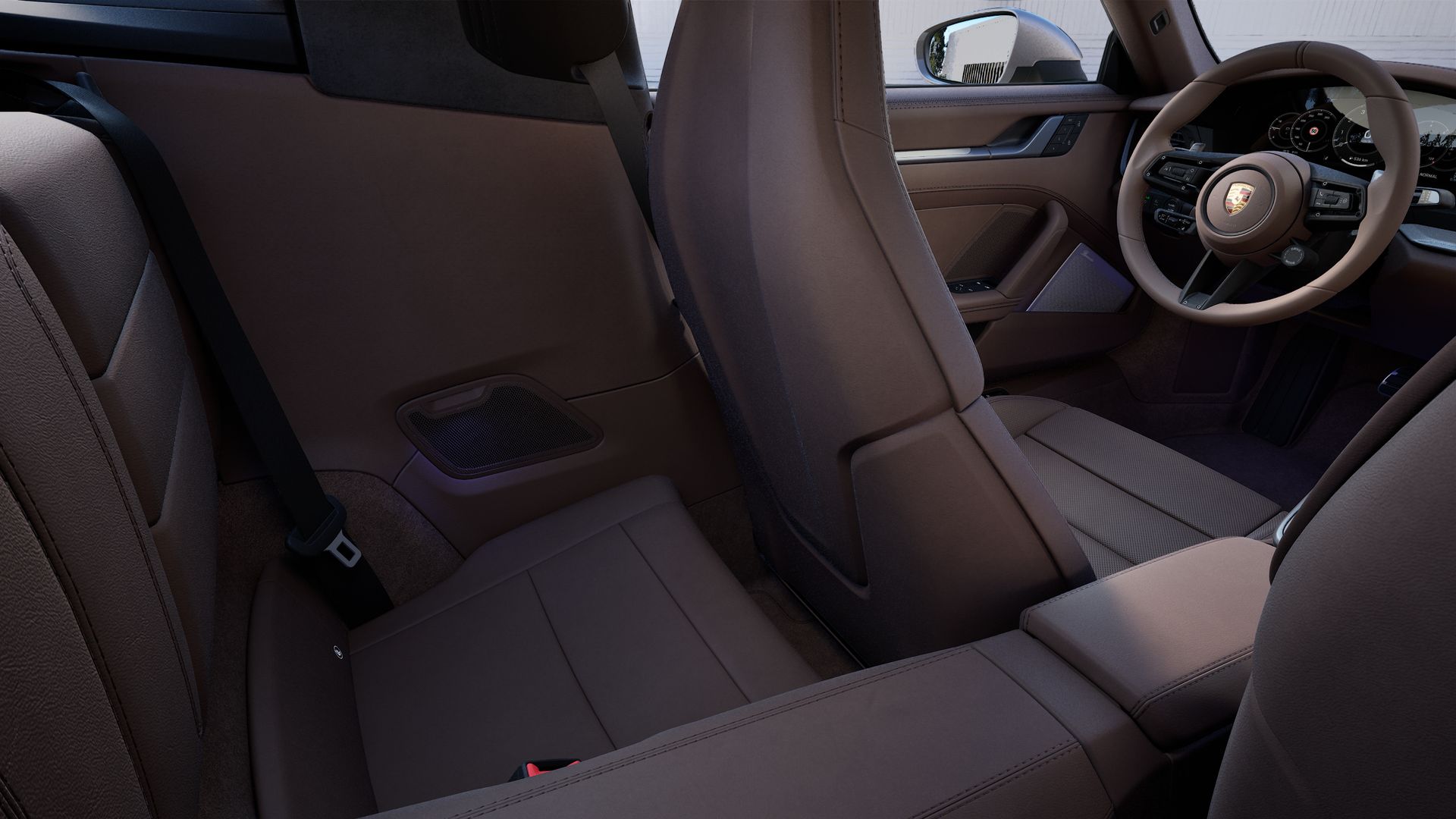 Vista interior, mostrando os bancos traseiros do 911 Targa 4S