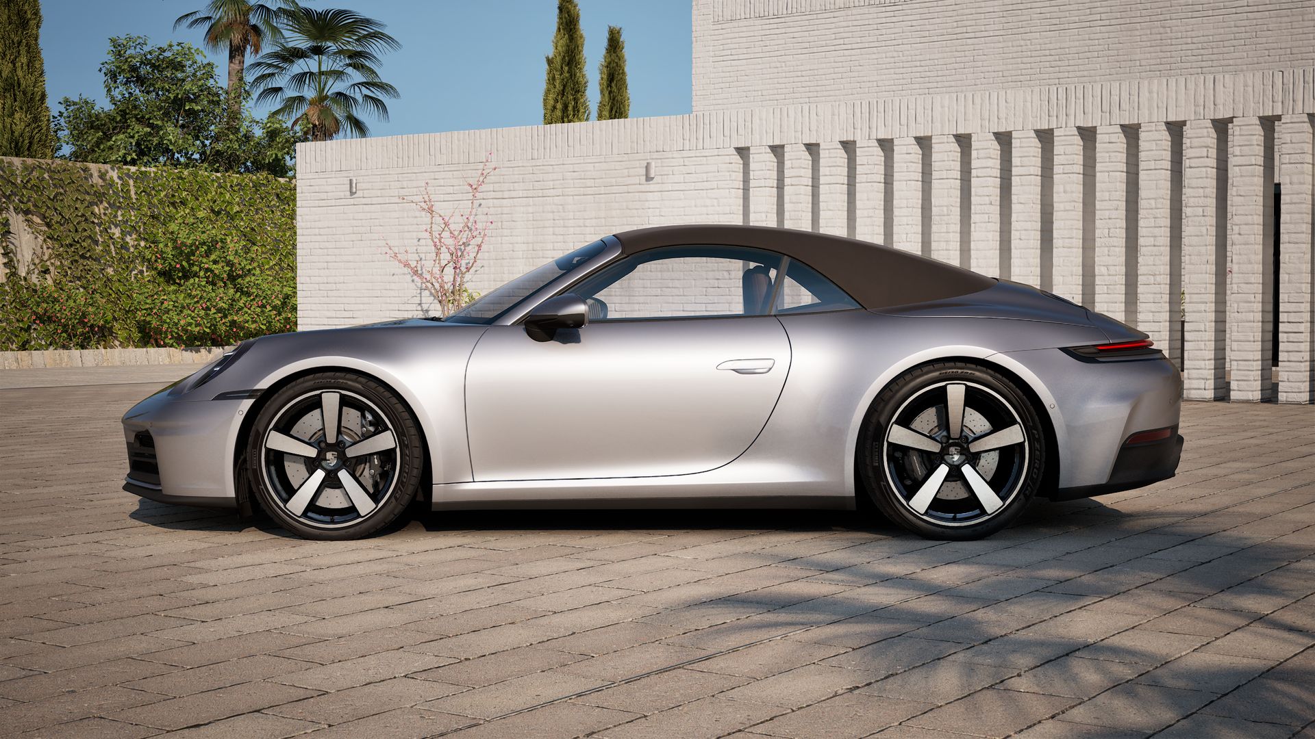 Vista lateral do 911 Carrera 4S Cabriolet 