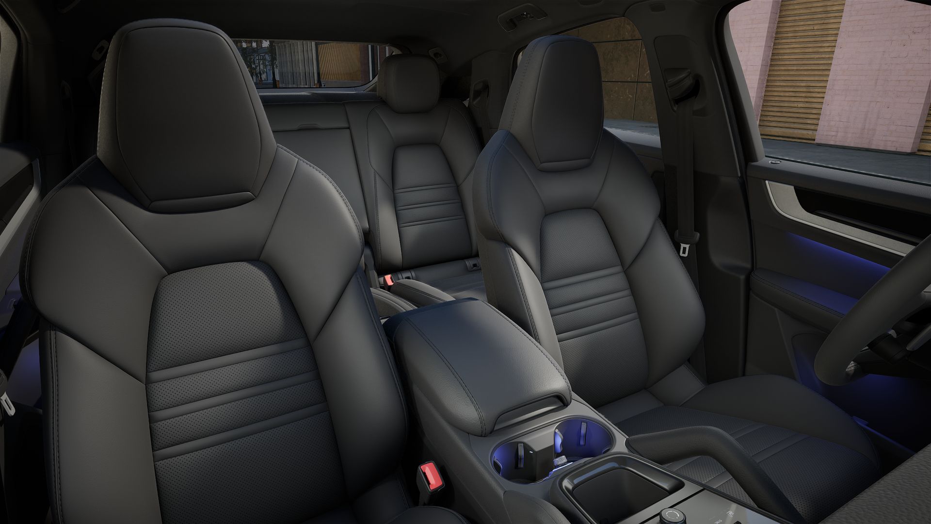 Vista interior, mostrando os bancos dianteiros do Cayenne S E-Hybrid Coupé