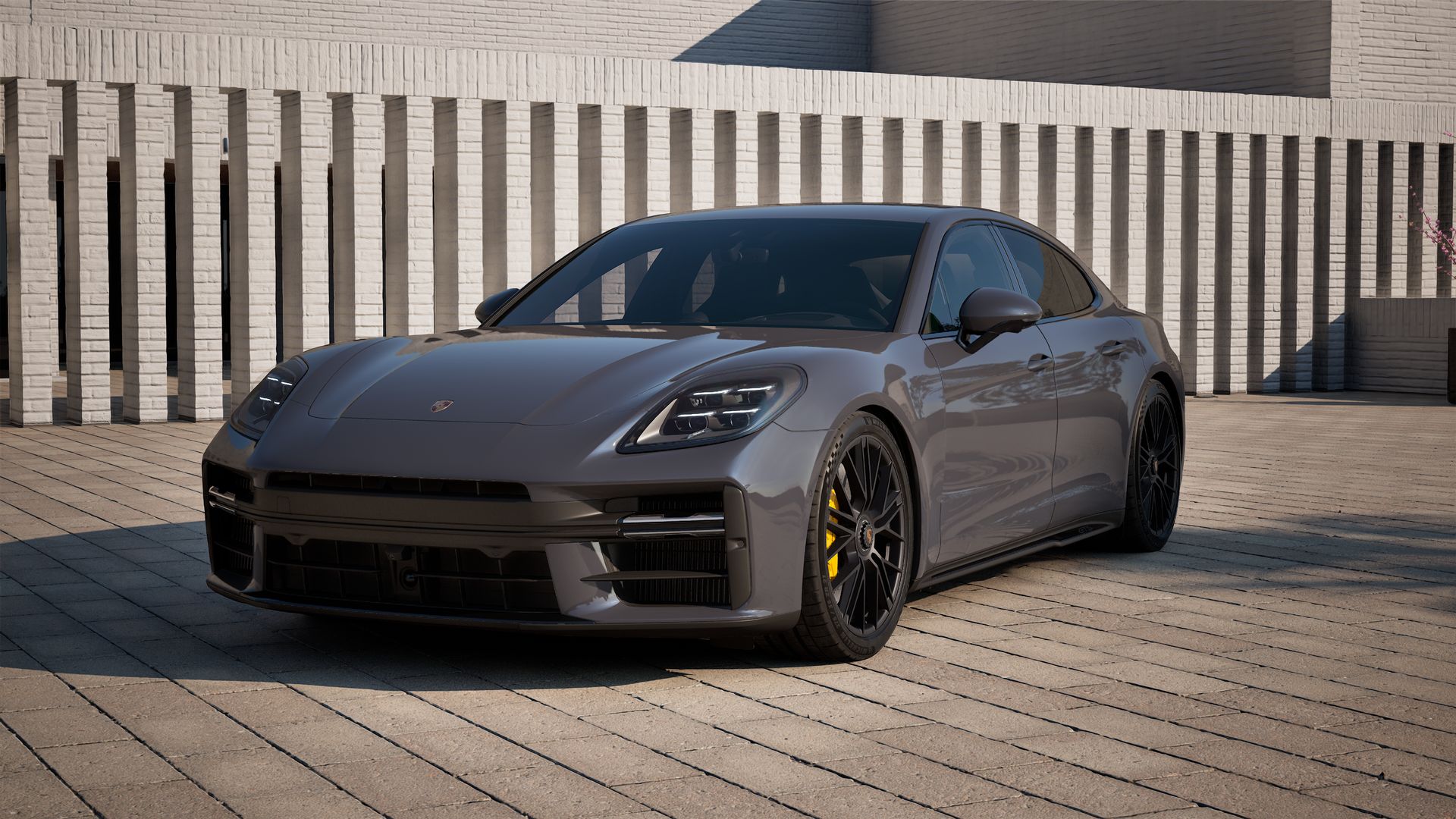 Vista exterior do Panamera GTS, de frente e lateral esquerda