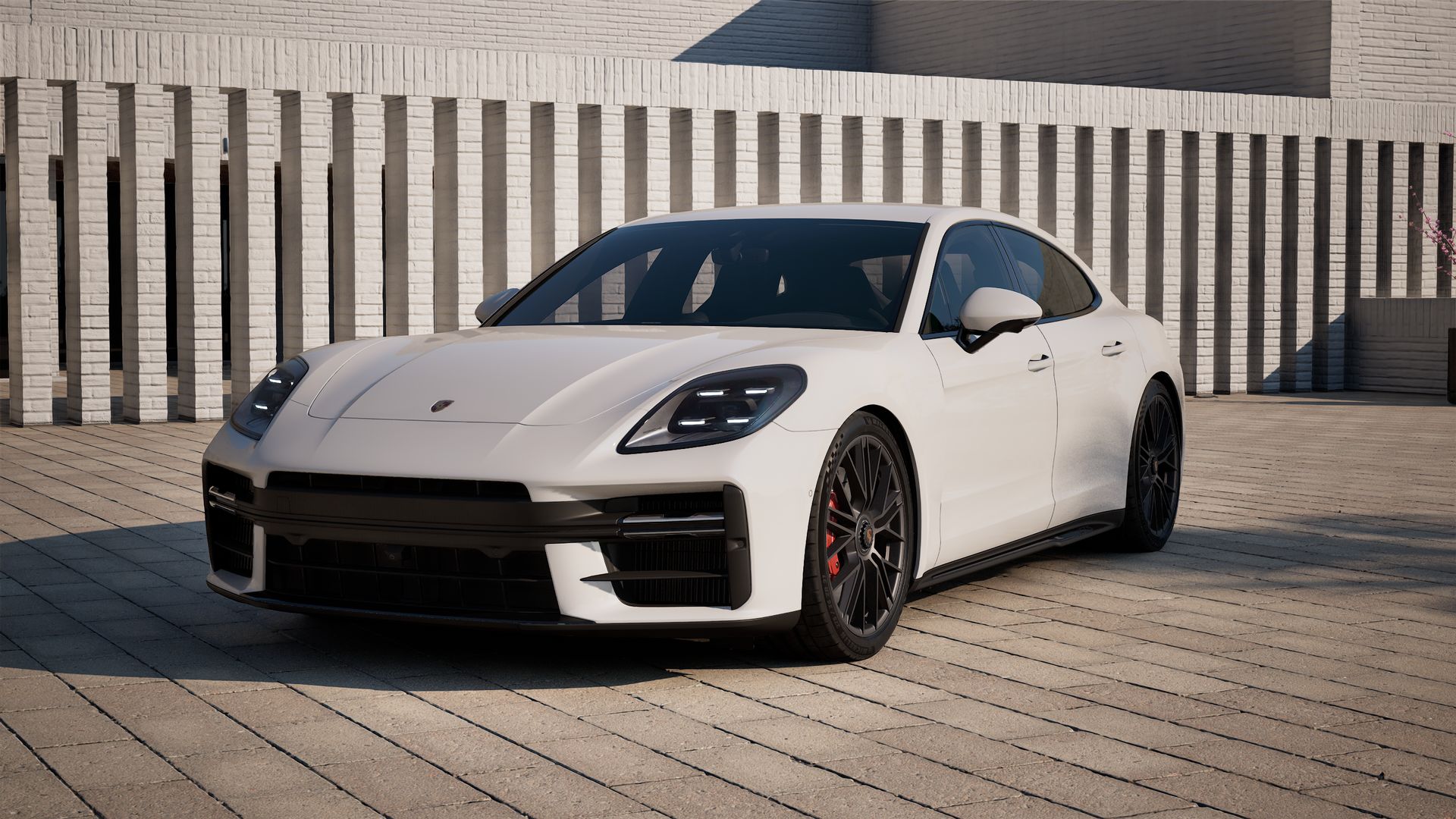 Vista exterior do Panamera GTS, de frente e lateral esquerda