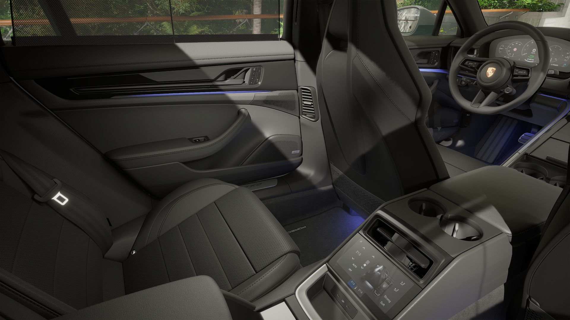 Interior view showing the back seats of Panamera 4 E-Hybrid Executive