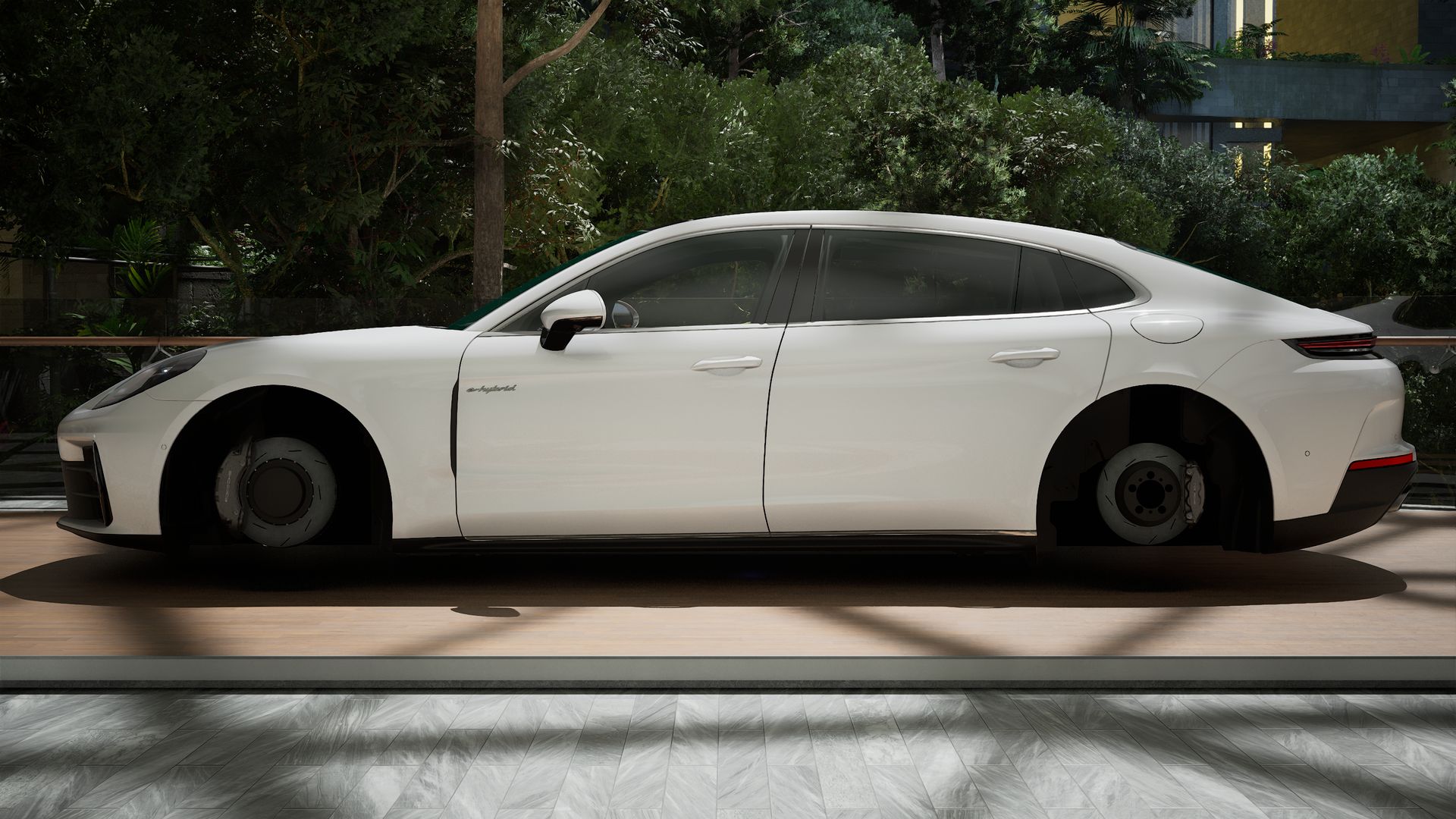 Exterior view of Panamera 4 E-Hybrid Executive showing the left side of the car