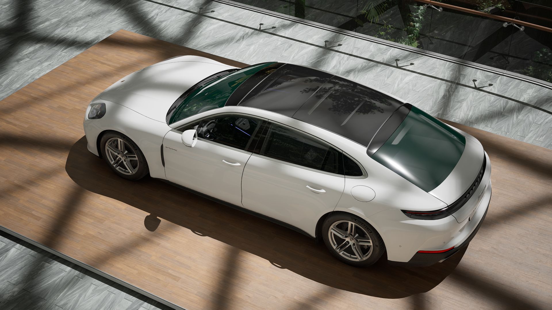 Exterior view of Panamera 4 E-Hybrid Executive seen from above