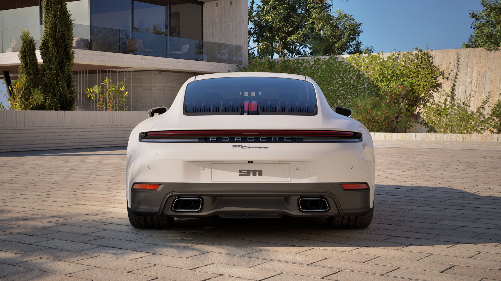 Exterior view of 911 Carrera showing the rear of the car