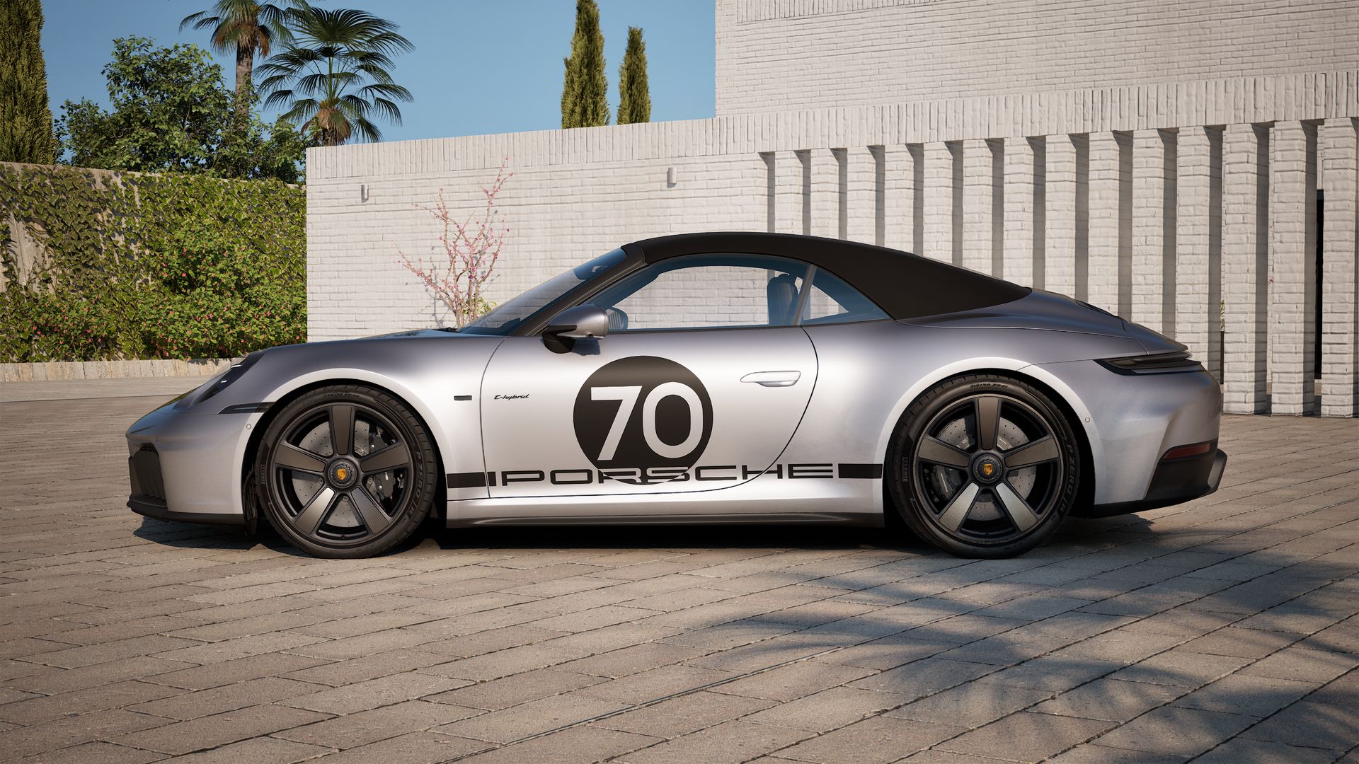 Exterior view of 911 Spirit 70 showing the left side of the car