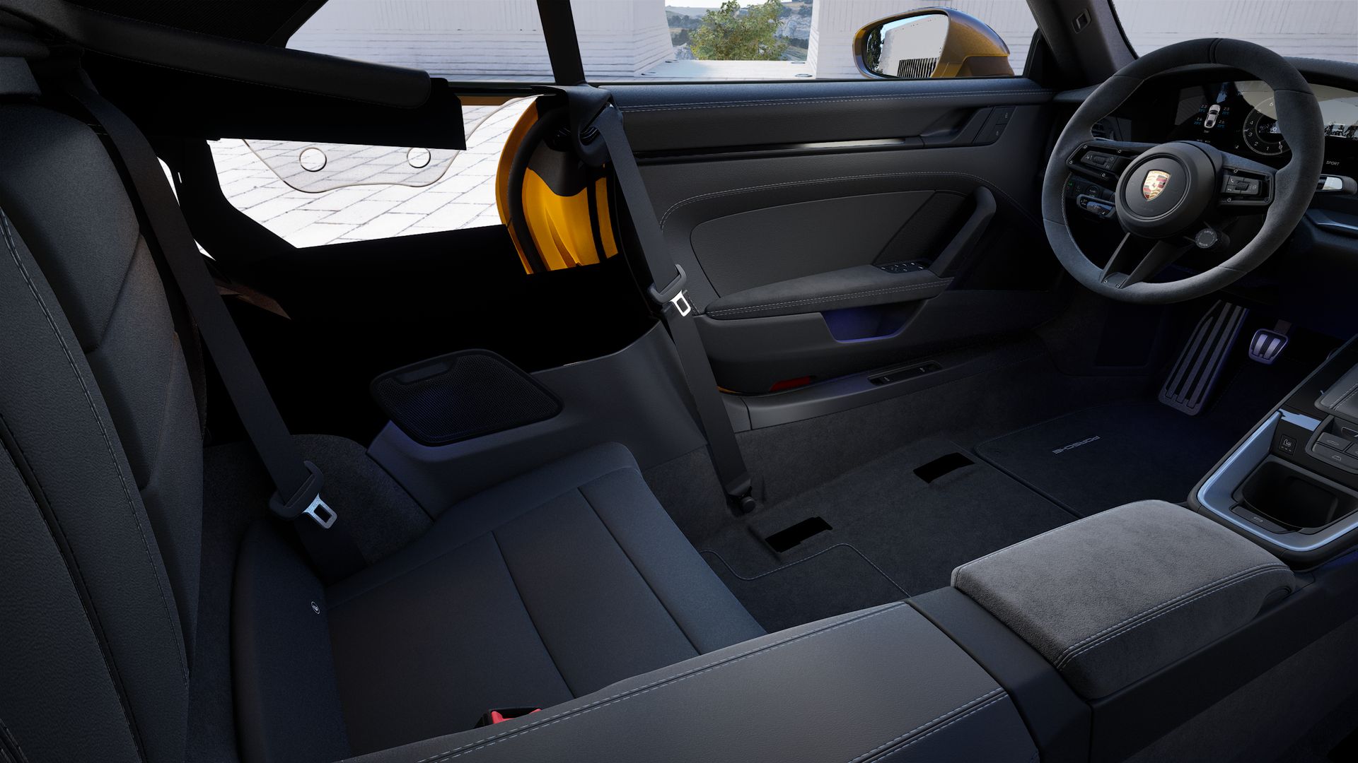 Interior view showing the back seats of 911 Carrera T Cabriolet
