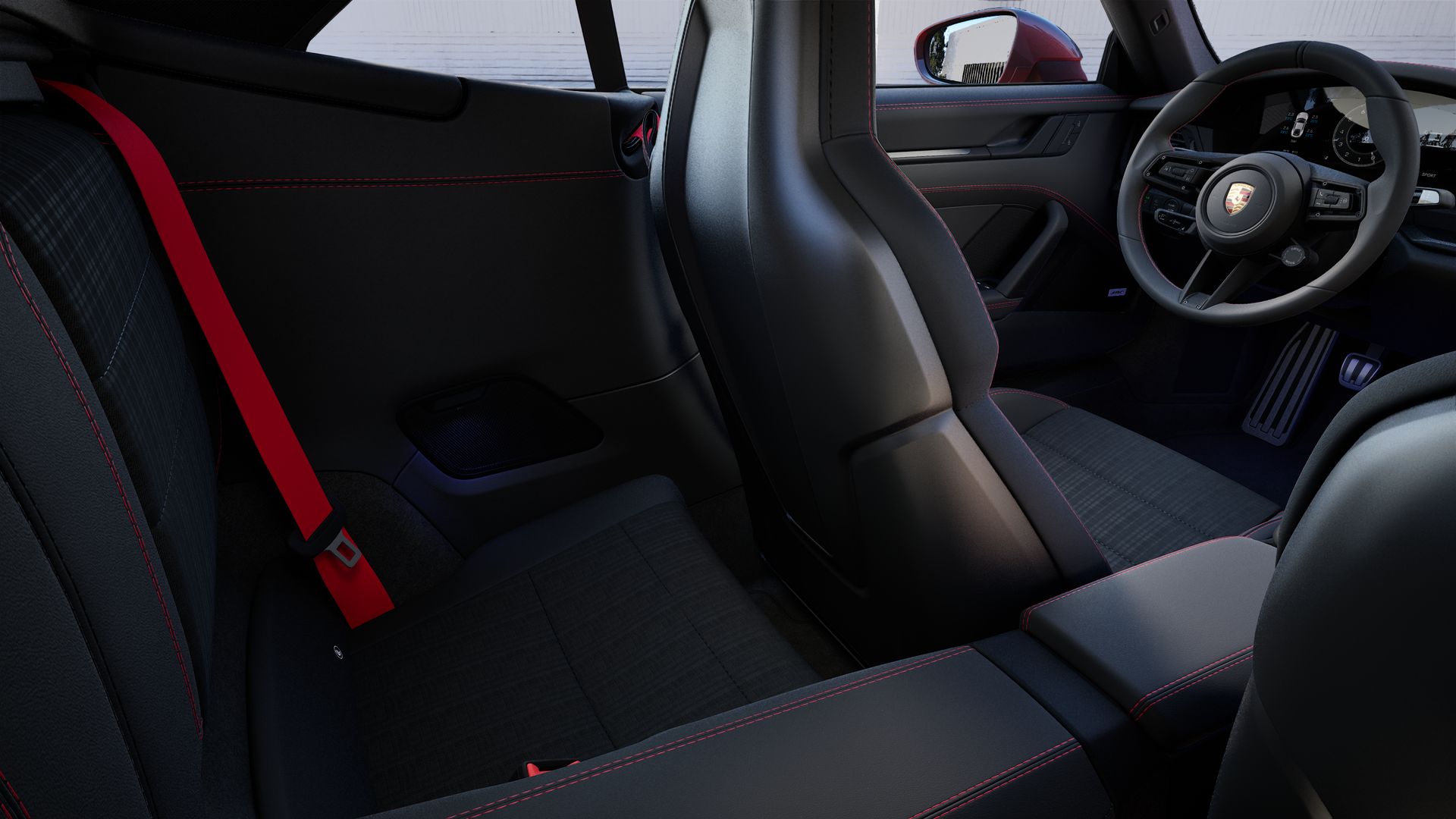 Interior view showing the back seats of 911 Carrera T Cabriolet