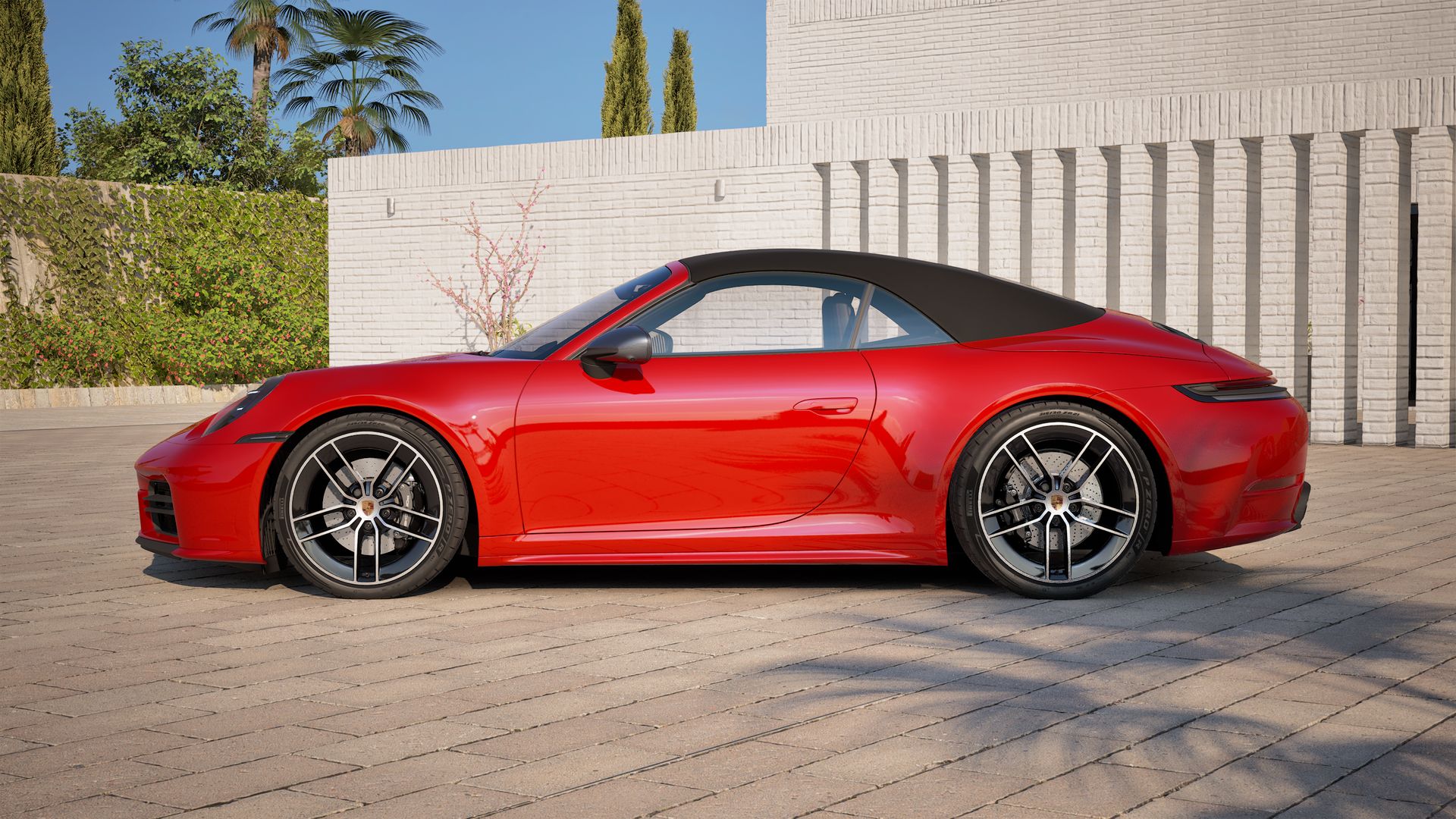 Exterior view of 911 Carrera T Cabriolet showing the left side of the car