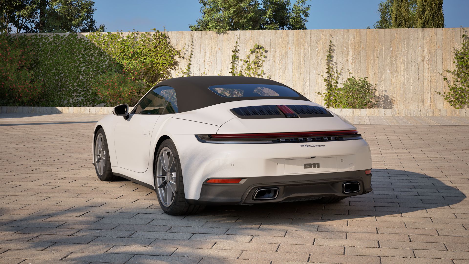 Exterior view of 911 Carrera Cabriolet showing the back and left side of the car