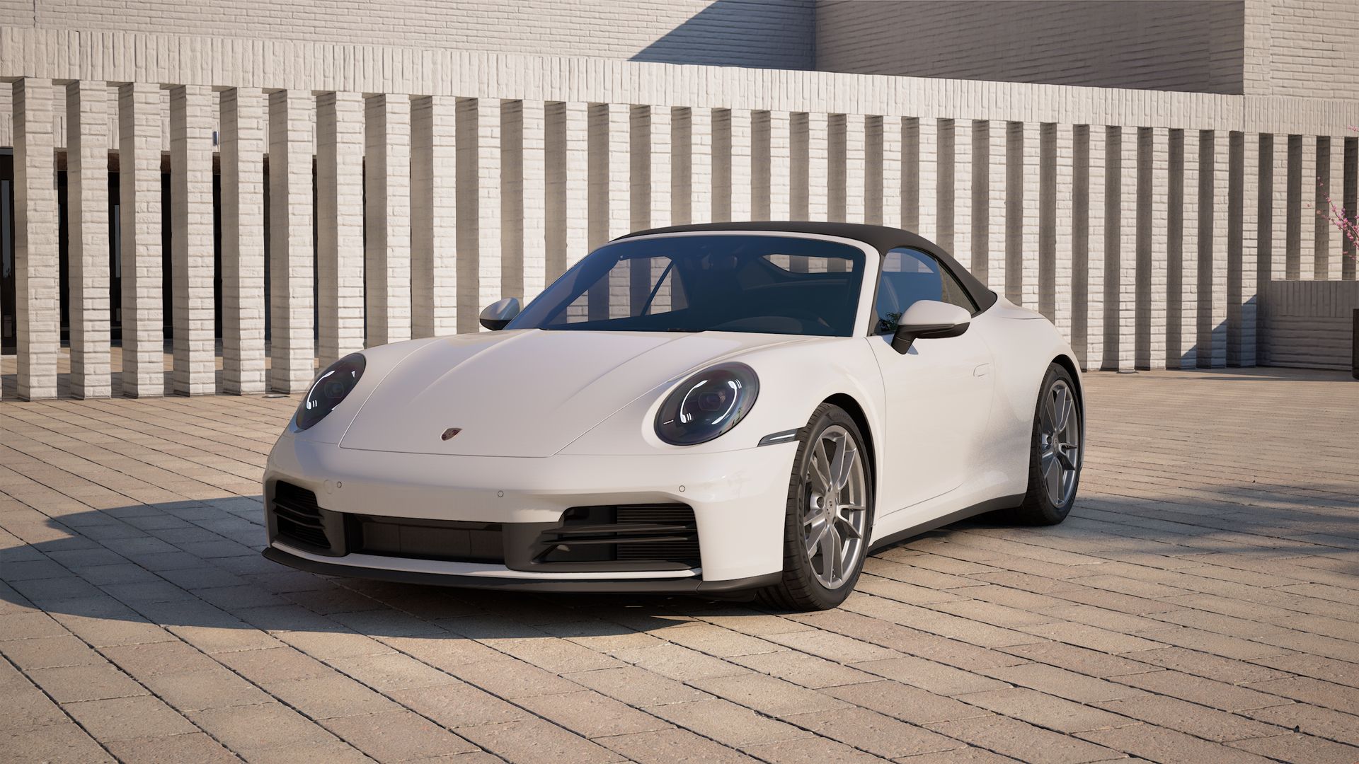 Exterior view of 911 Carrera Cabriolet showing the front and left side of the car
