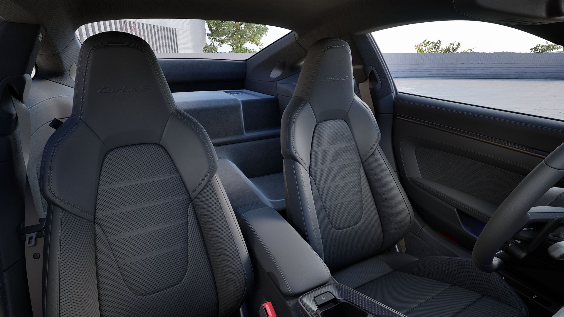 Interior view showing the front seats of 911 Turbo S