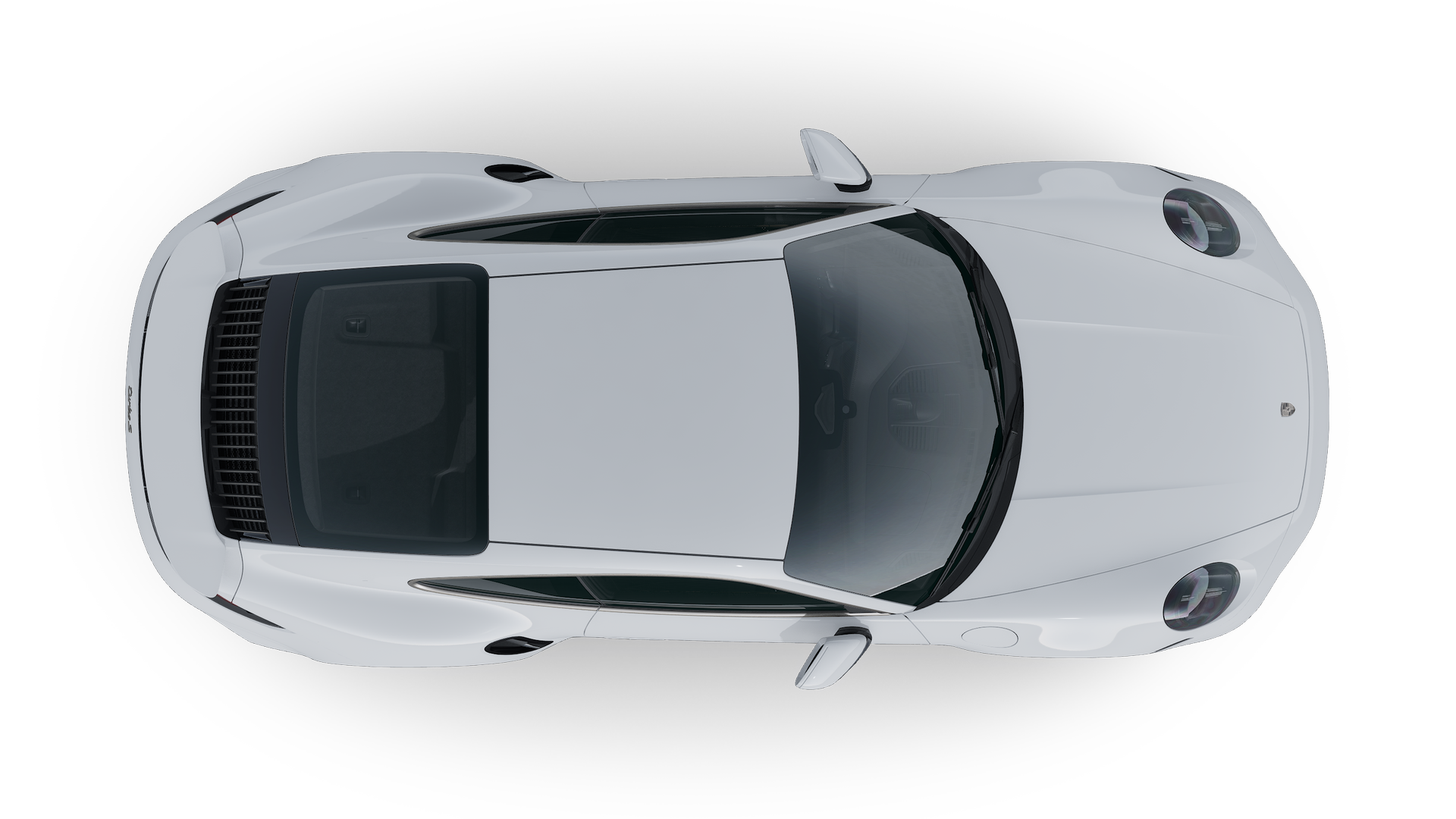 Exterior view of 911 Turbo S from above the car facing upwards