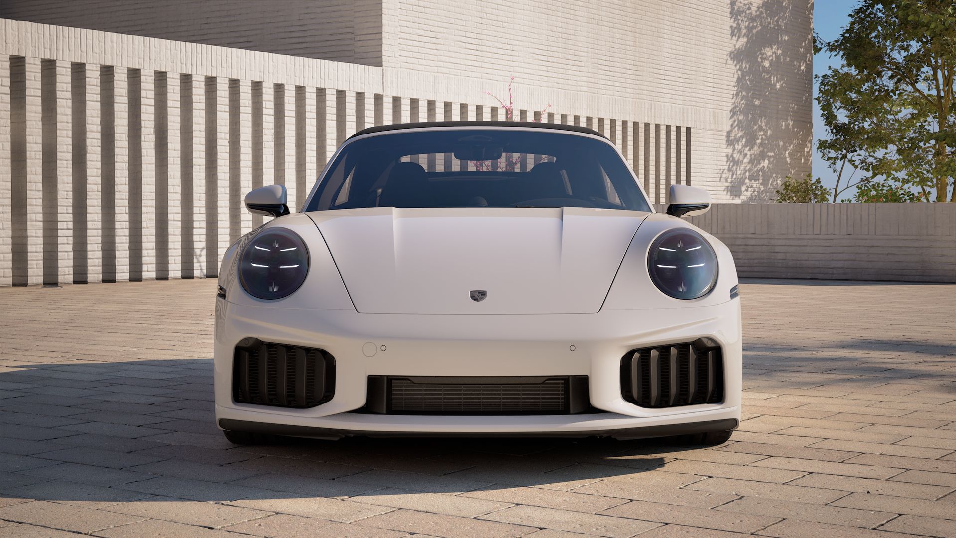 Exterior view of 911 Turbo S Cabriolet showing the front of the car