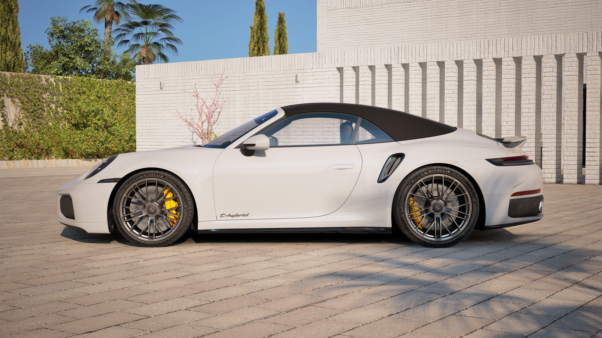 Exterior view of 911 Turbo S Cabriolet showing the left side of the car