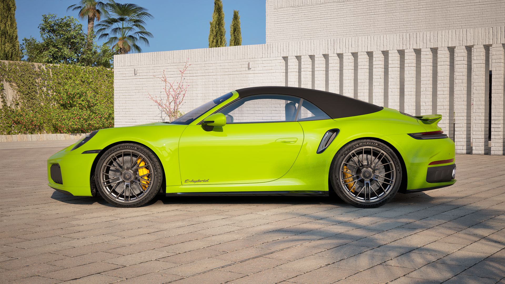 Exterior view of 911 Turbo S Cabriolet showing the left side of the car
