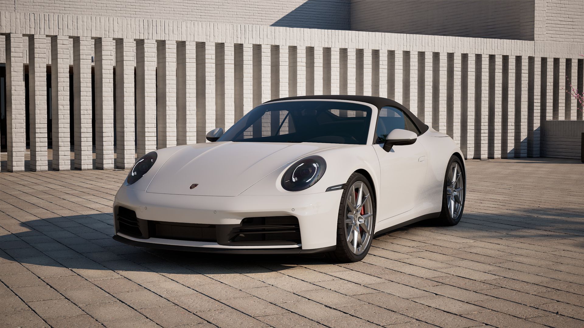 Exterior view of 911 Carrera 4S Cabriolet showing the front and left side of the car