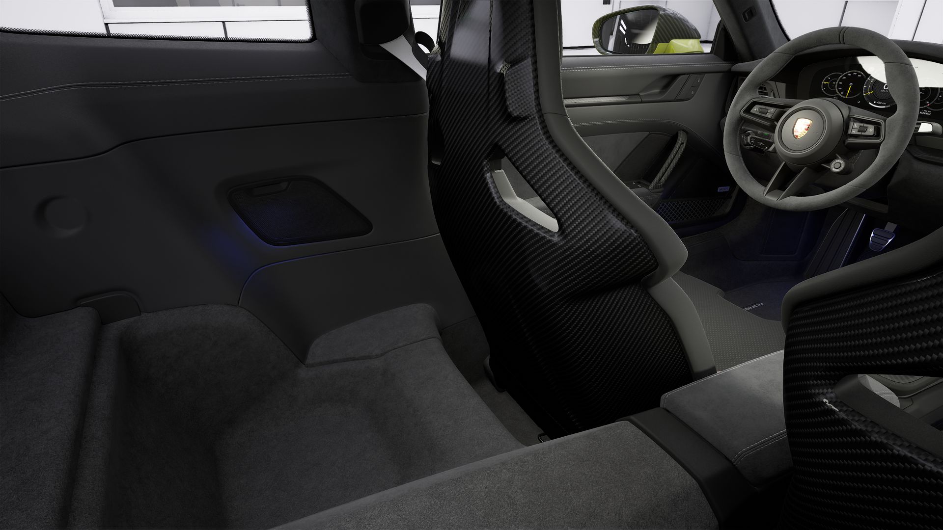 Interior view showing the back seats of 911 GT3
