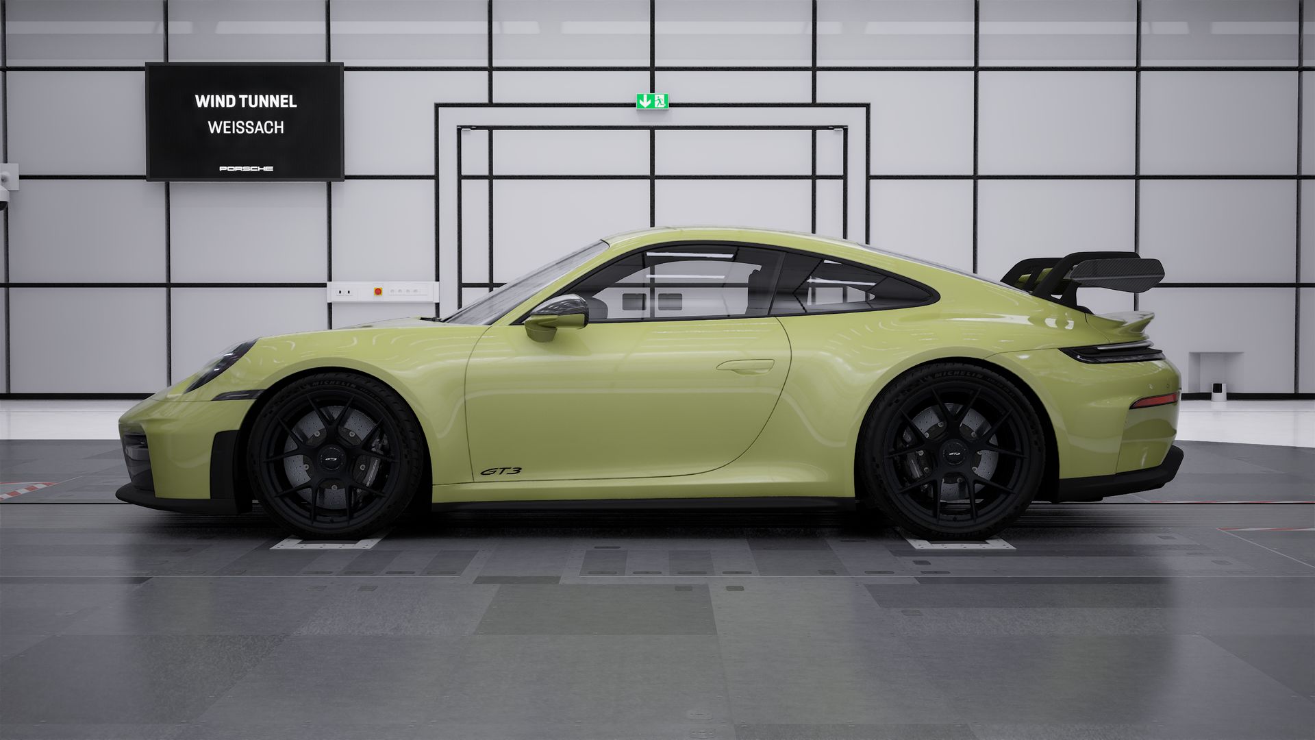 Exterior view of 911 GT3 showing the left side of the car