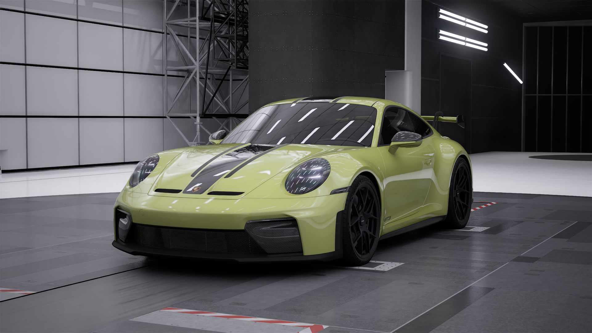 Exterior view of 911 GT3 showing the front and left side of the car