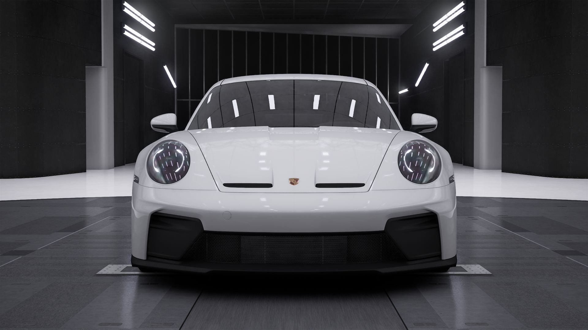 Exterior view of 911 GT3 with Touring Package showing the front of the car
