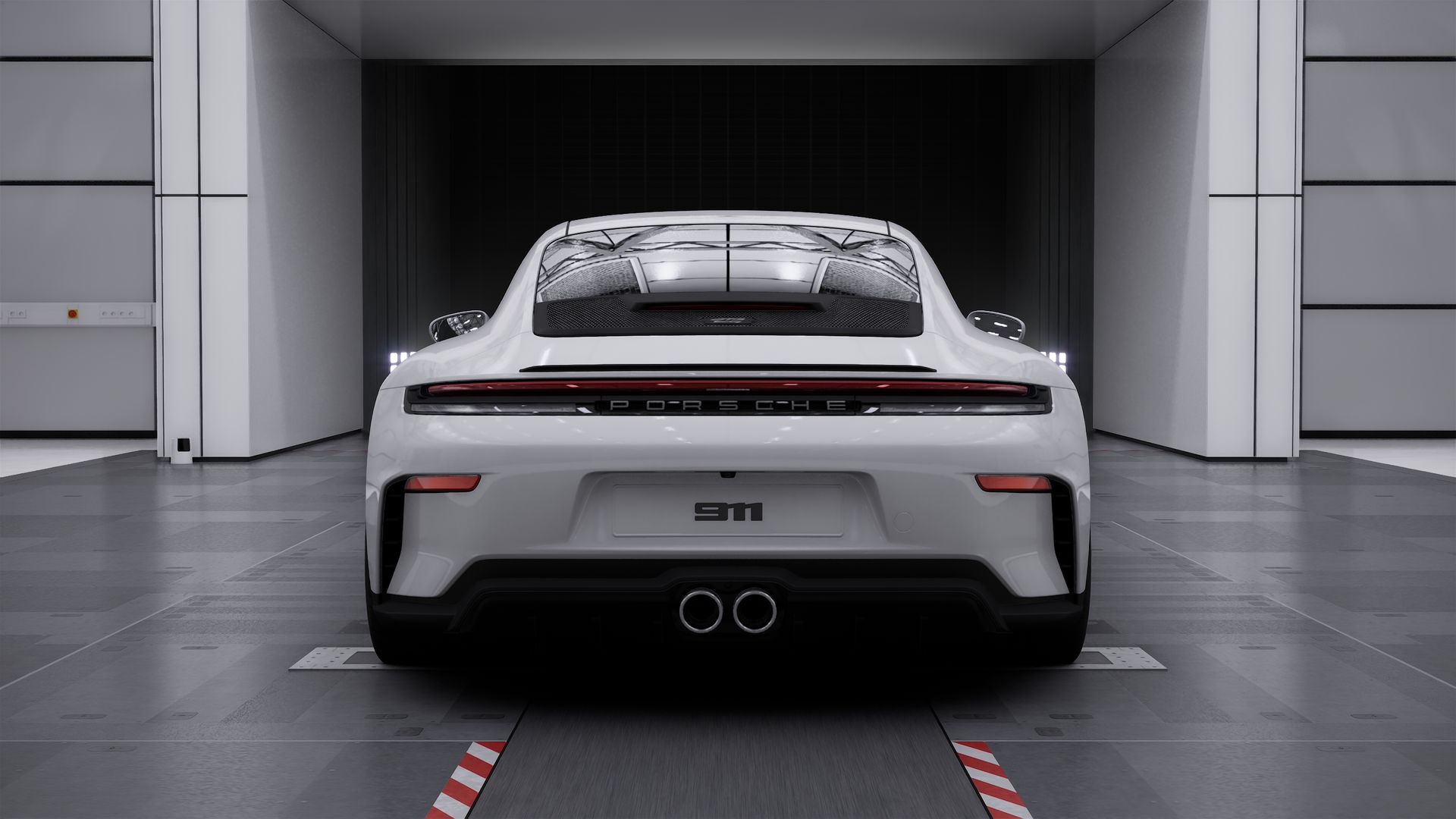 Exterior view of 911 GT3 with Touring Package showing the rear of the car
