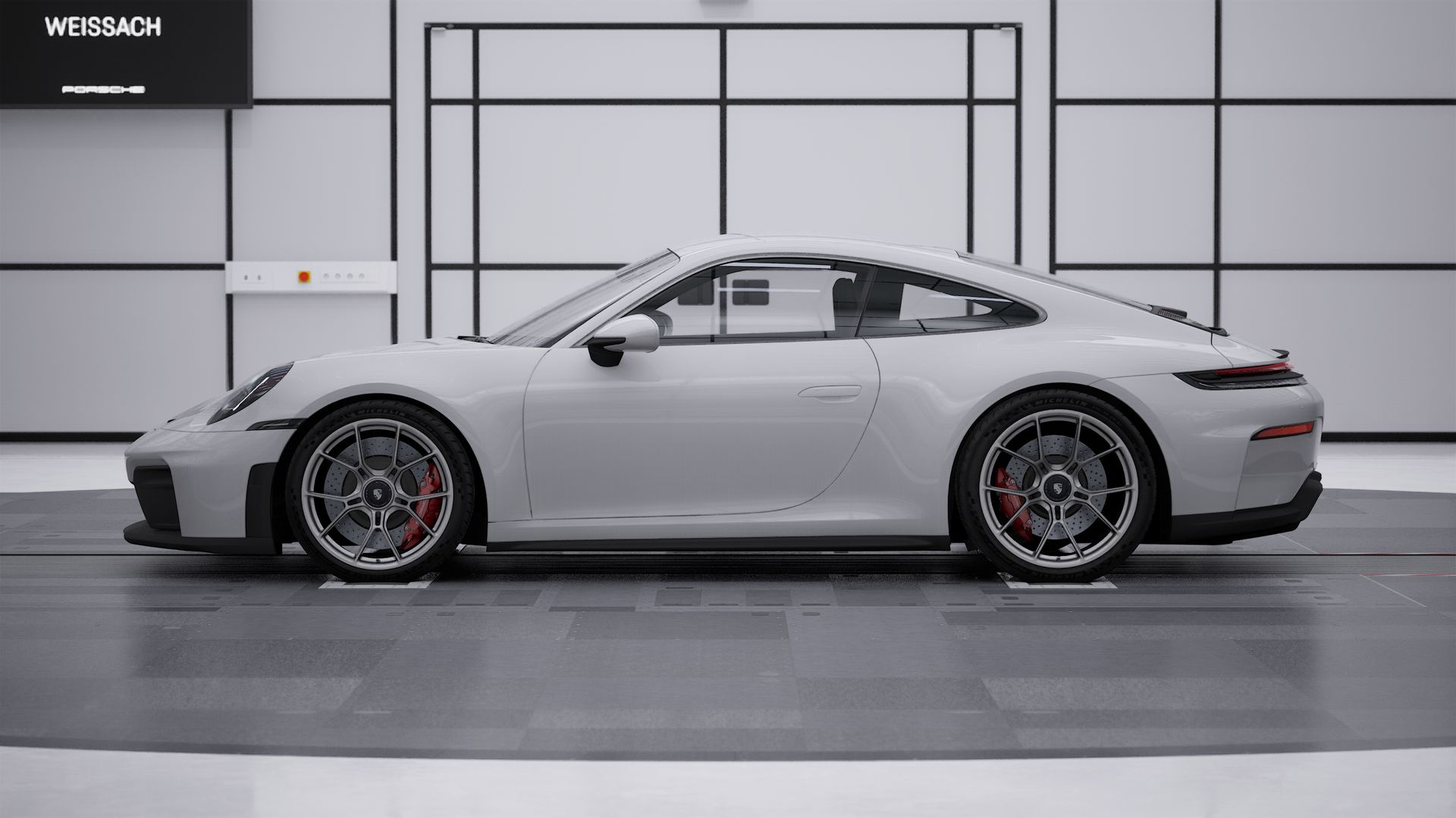Exterior view of 911 GT3 with Touring Package showing the left side of the car