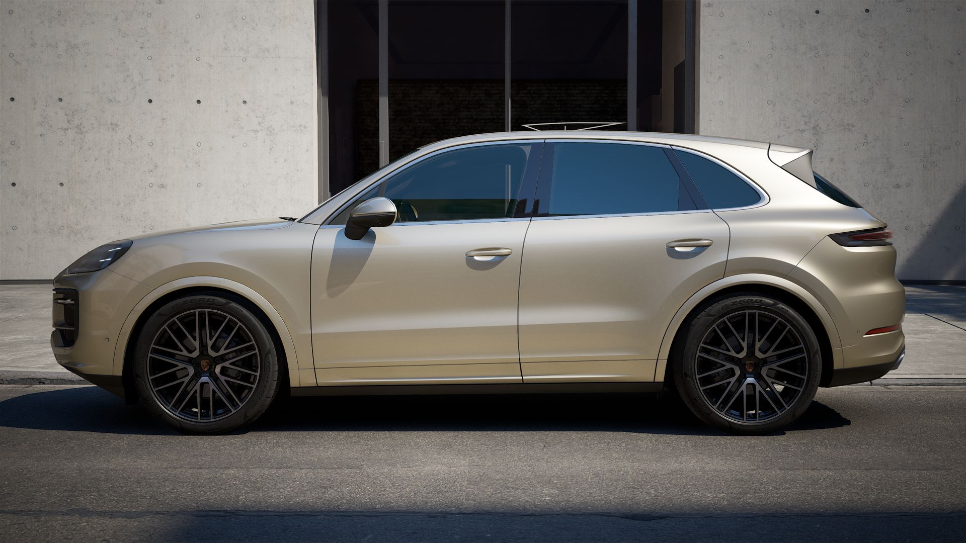 Exterior view of Cayenne showing the left side of the car