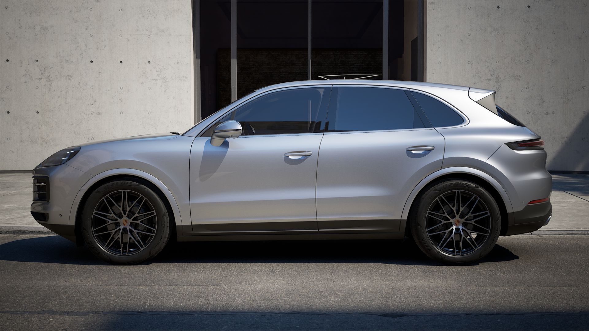 Exterior view of Cayenne showing the left side of the car
