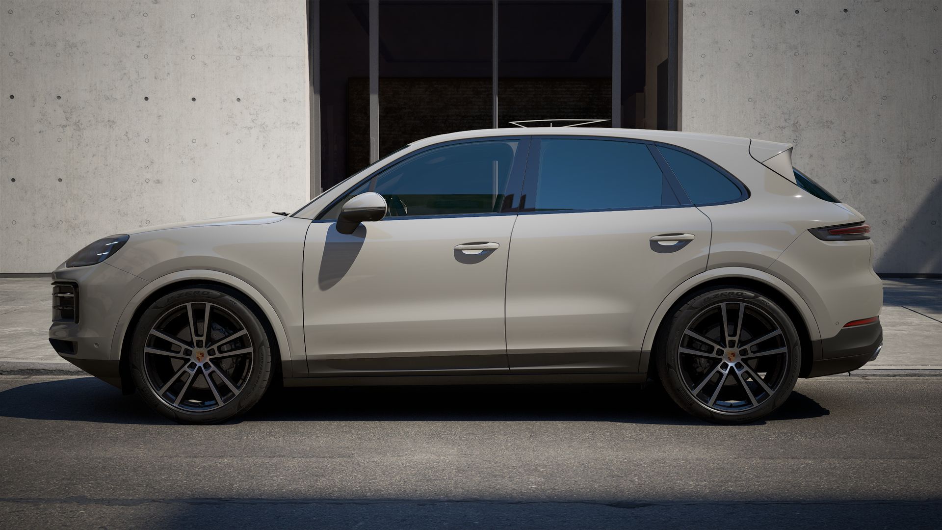 Exterior view of Cayenne showing the left side of the car