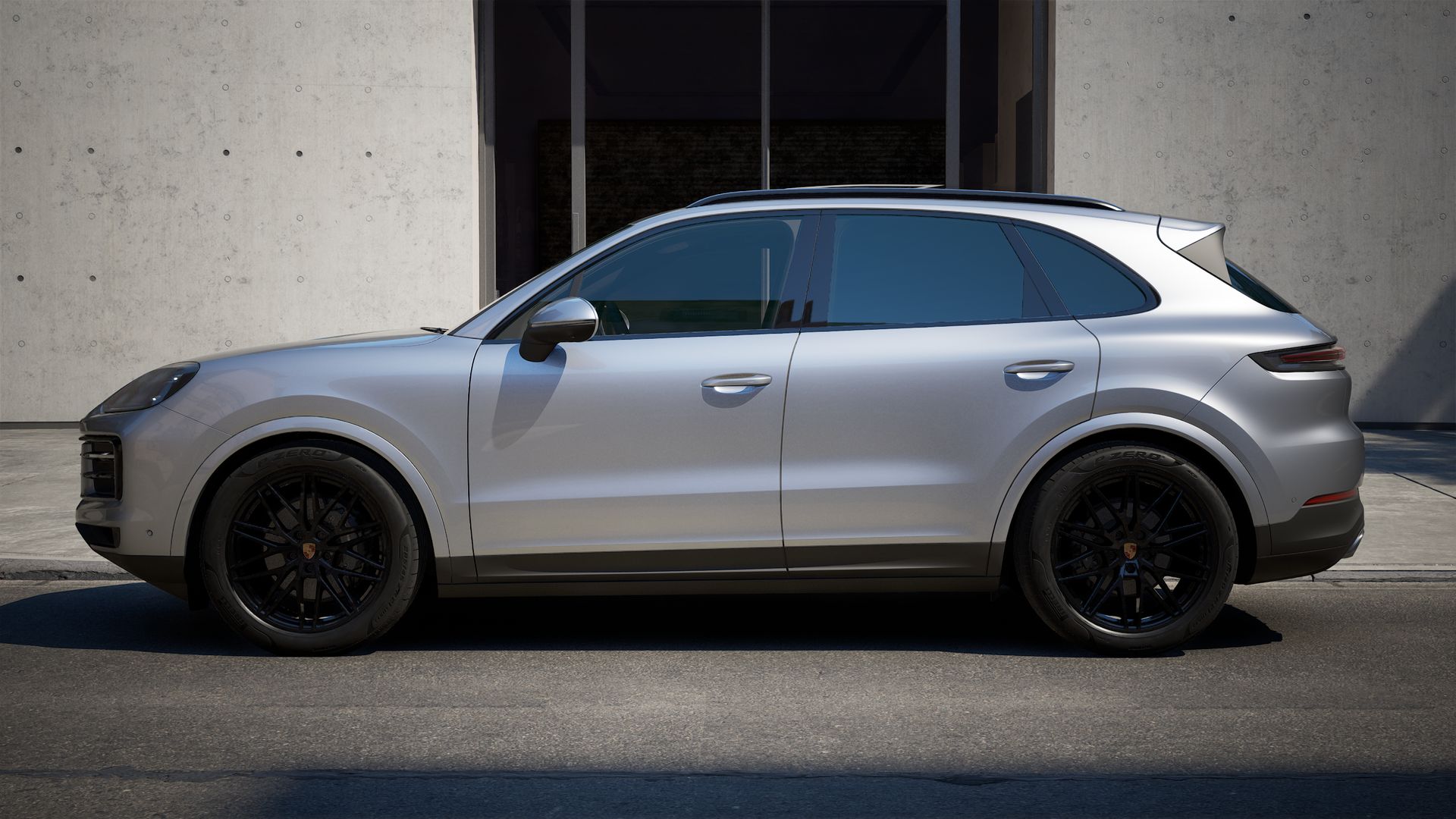 Exterior view of Cayenne showing the left side of the car