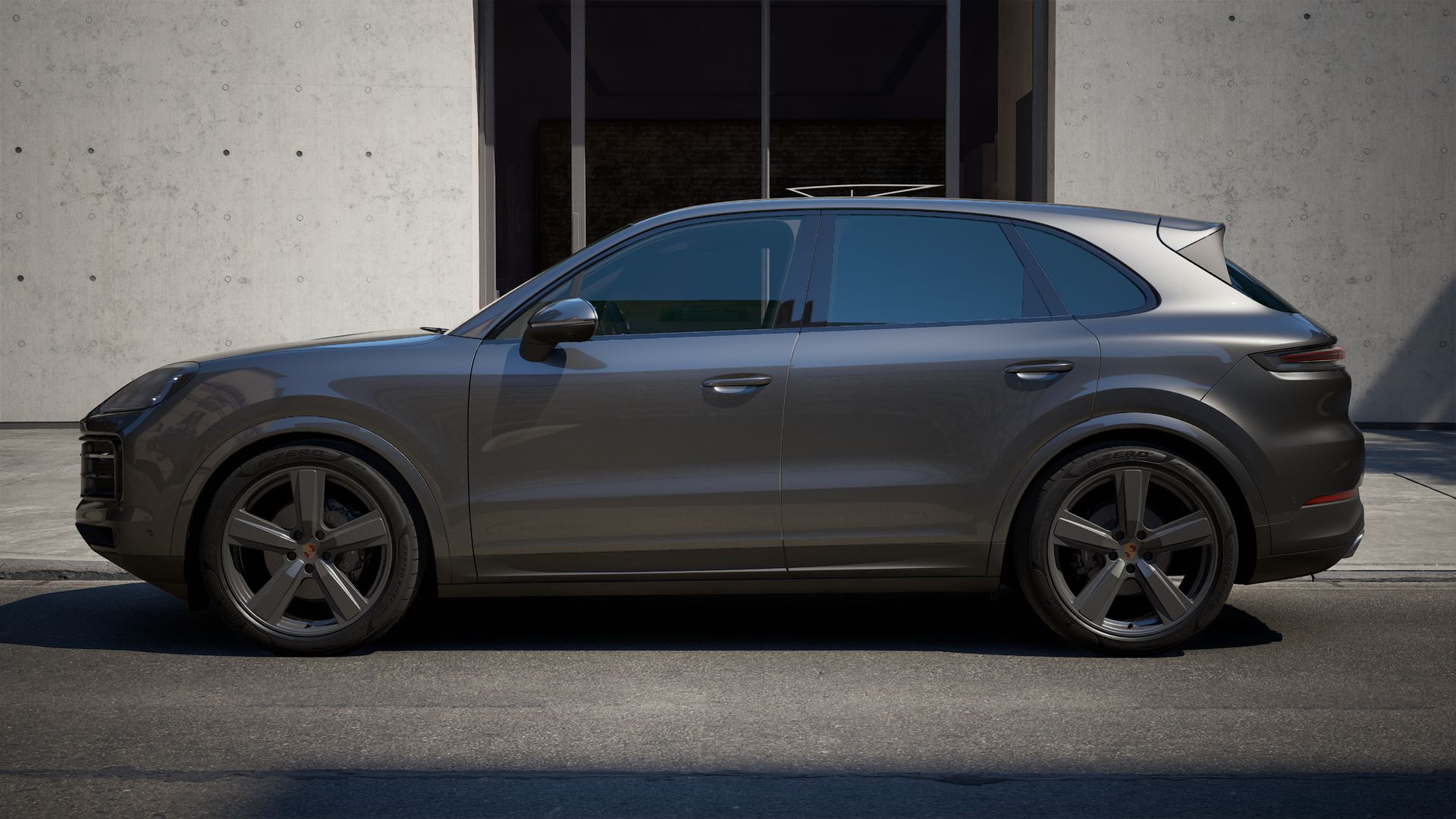 Exterior view of Cayenne showing the left side of the car