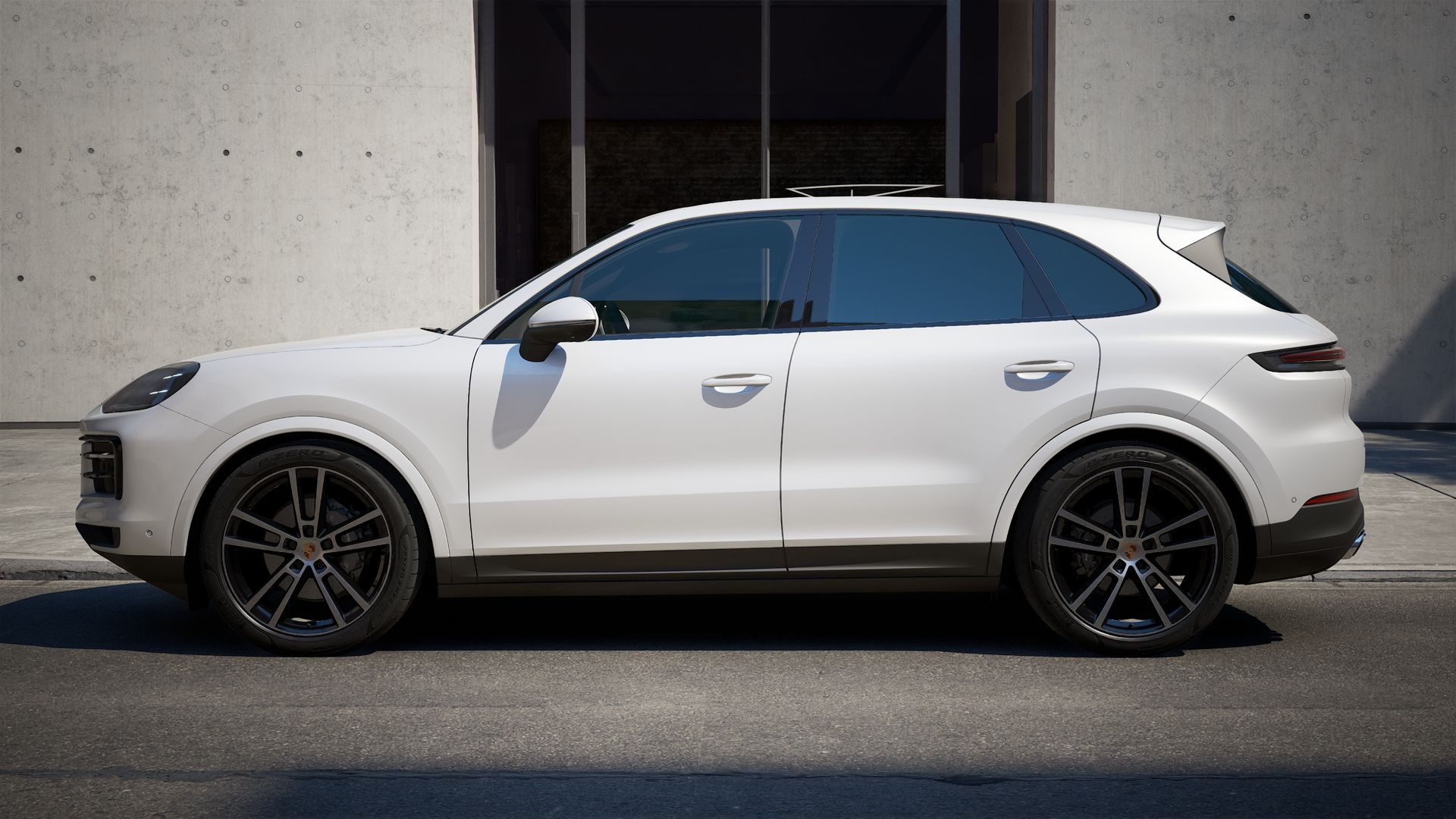 Exterior view of Cayenne showing the left side of the car
