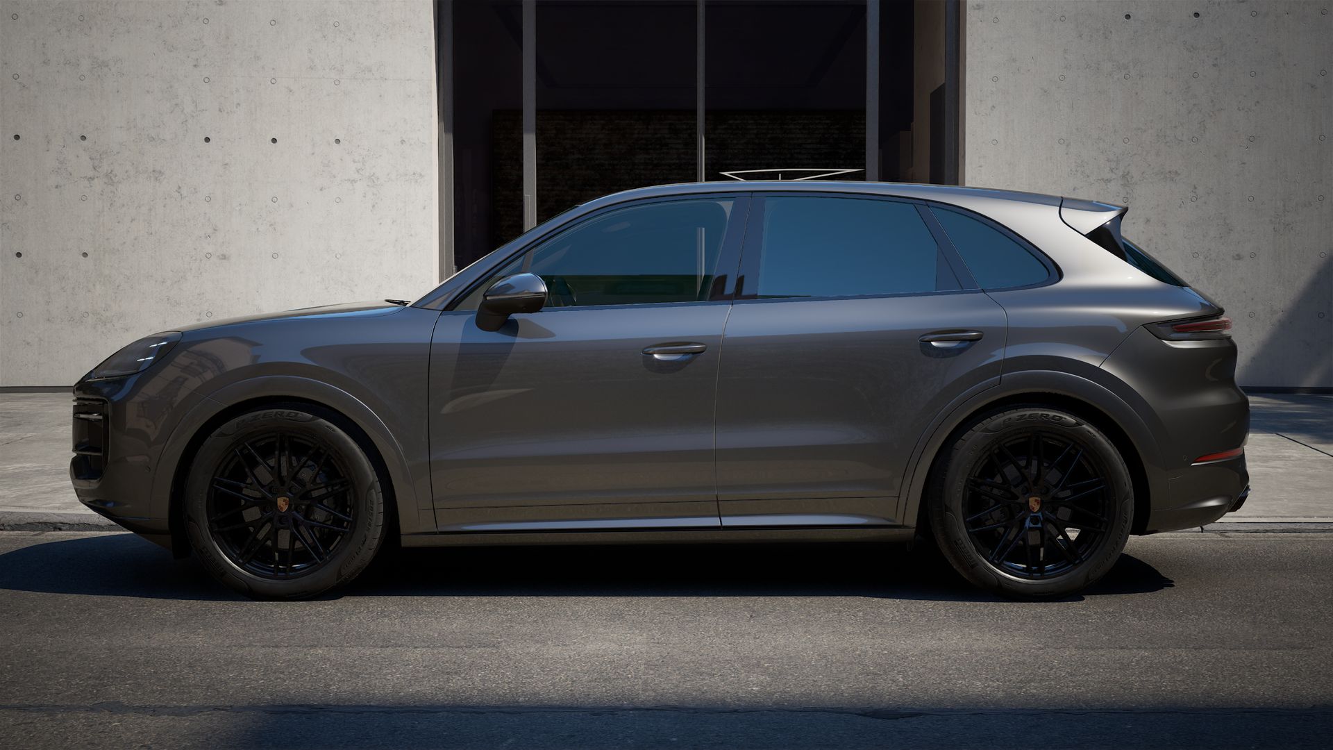 Exterior view of Cayenne showing the left side of the car