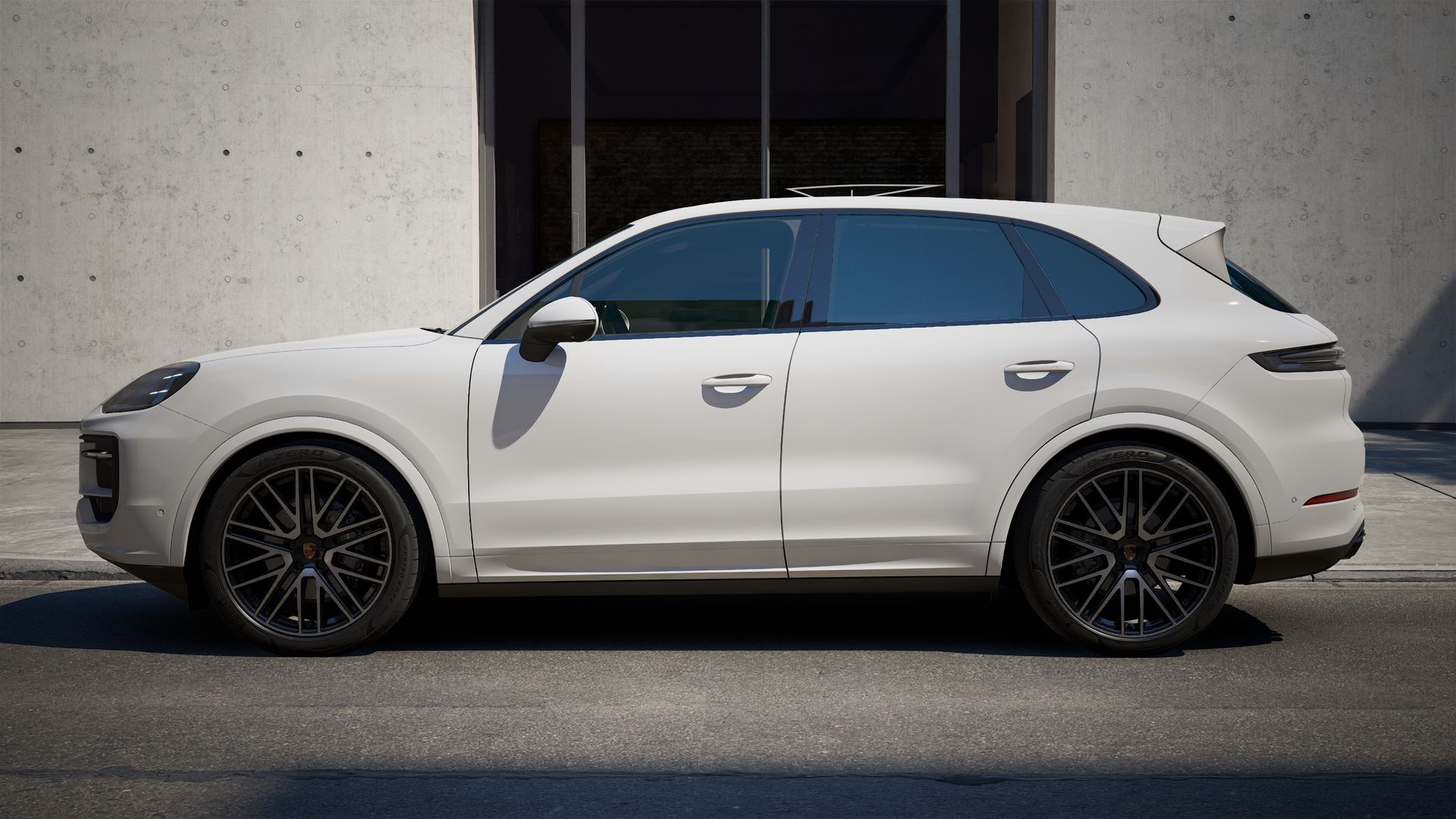 Exterior view of Cayenne showing the left side of the car