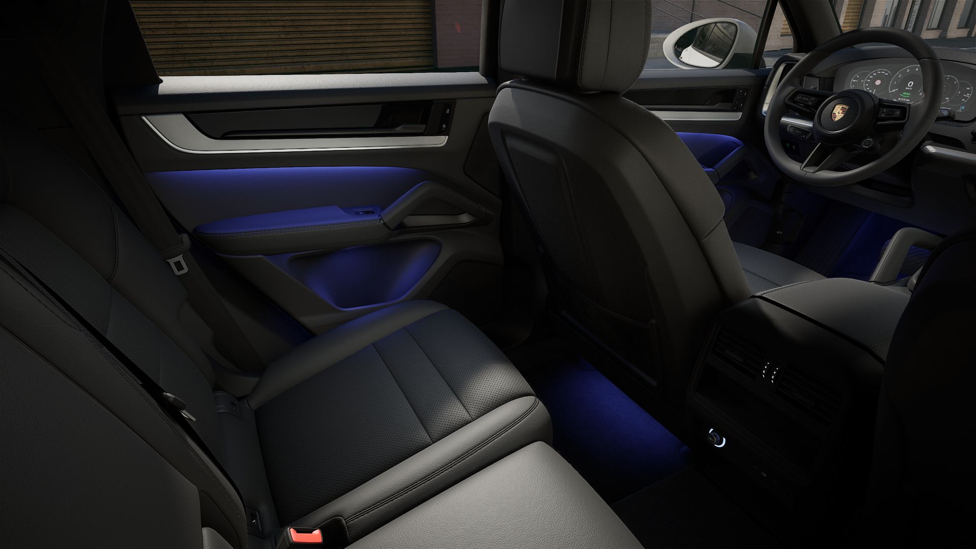 Interior view showing the back seats of Cayenne E-Hybrid