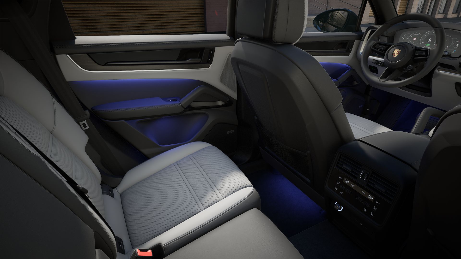Interior view showing the back seats of Cayenne E-Hybrid