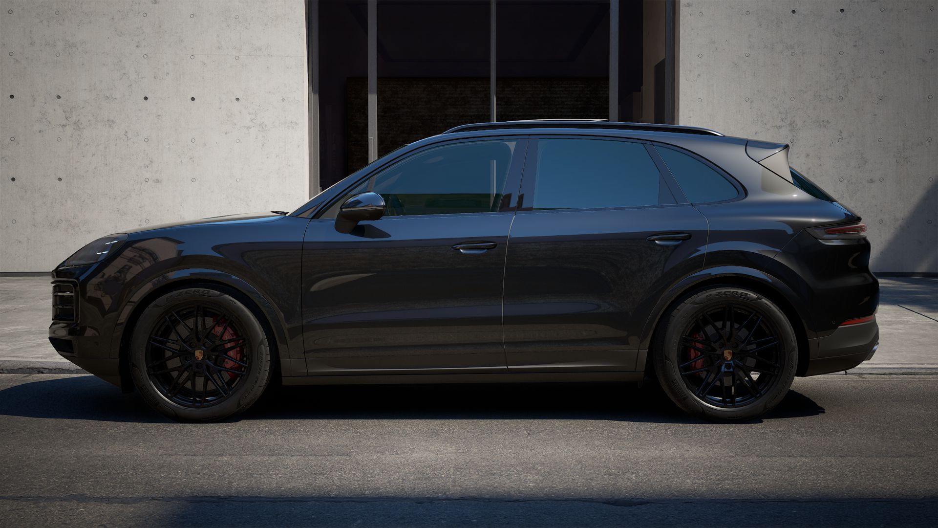 Exterior view of Cayenne S showing the left side of the car