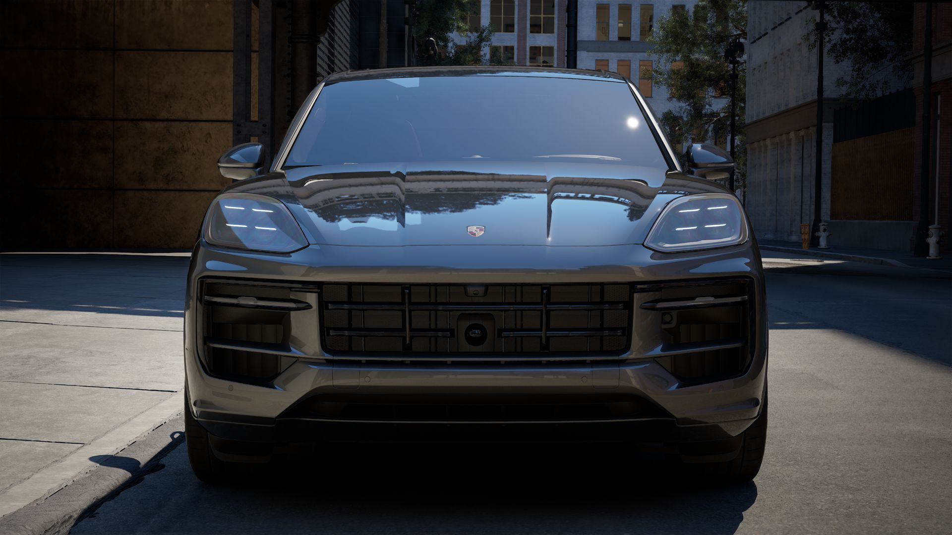 Exterior view of Cayenne GTS showing the front of the car