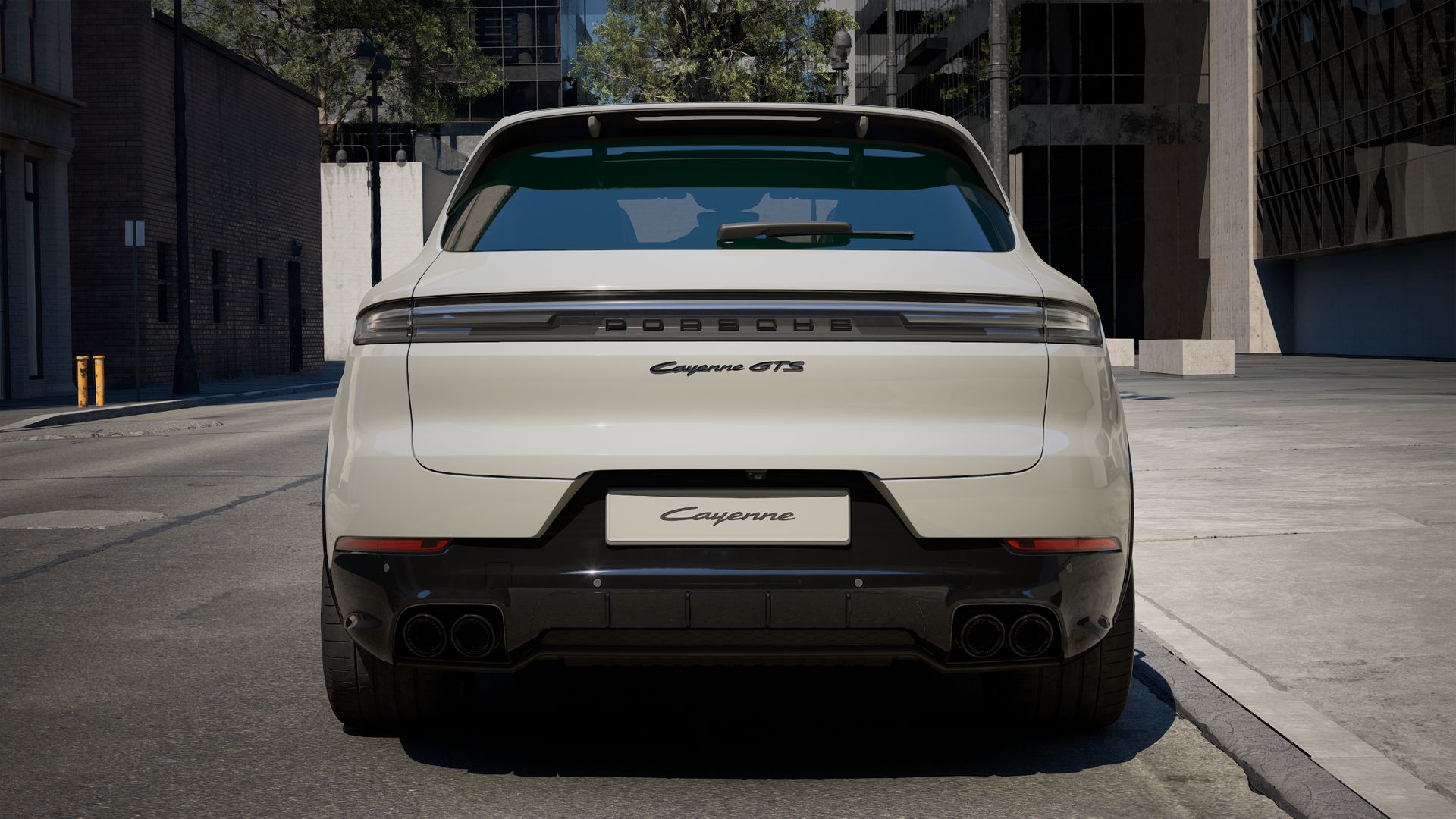 Exterior view of Cayenne GTS showing the rear of the car