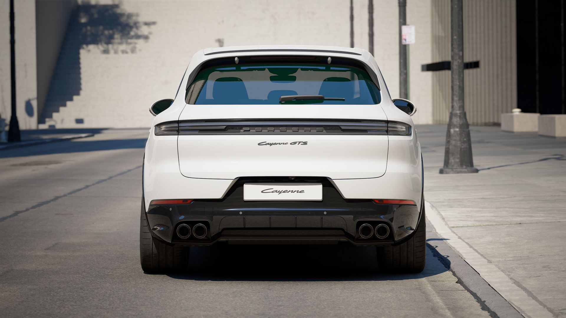 Exterior view of Cayenne GTS showing the rear of the car