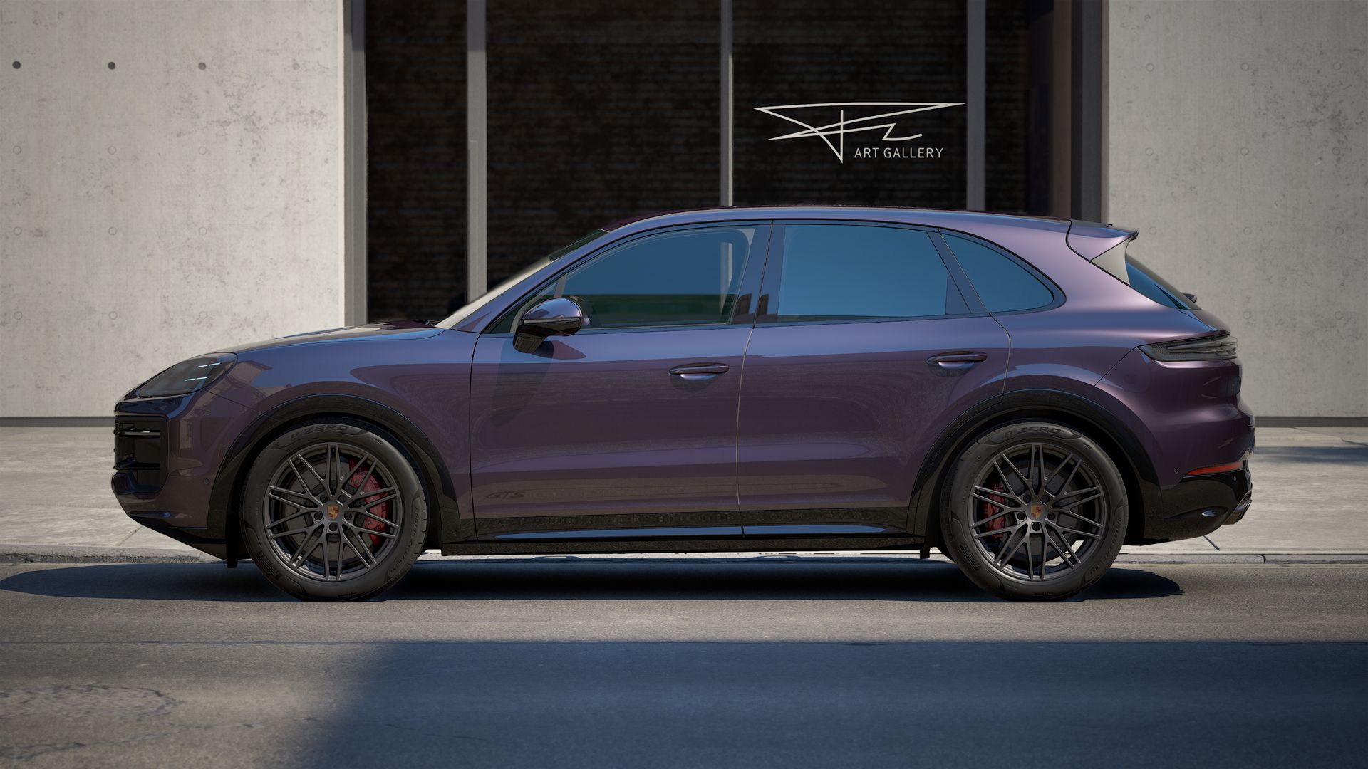Exterior view of Cayenne GTS showing the left side of the car