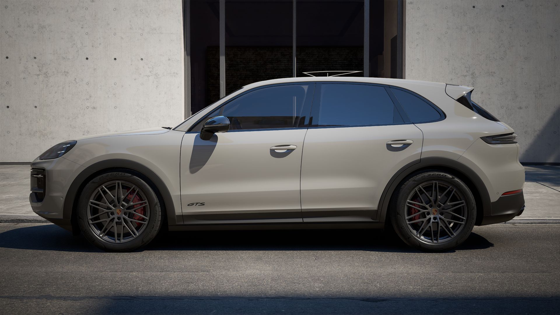 Exterior view of Cayenne GTS showing the left side of the car