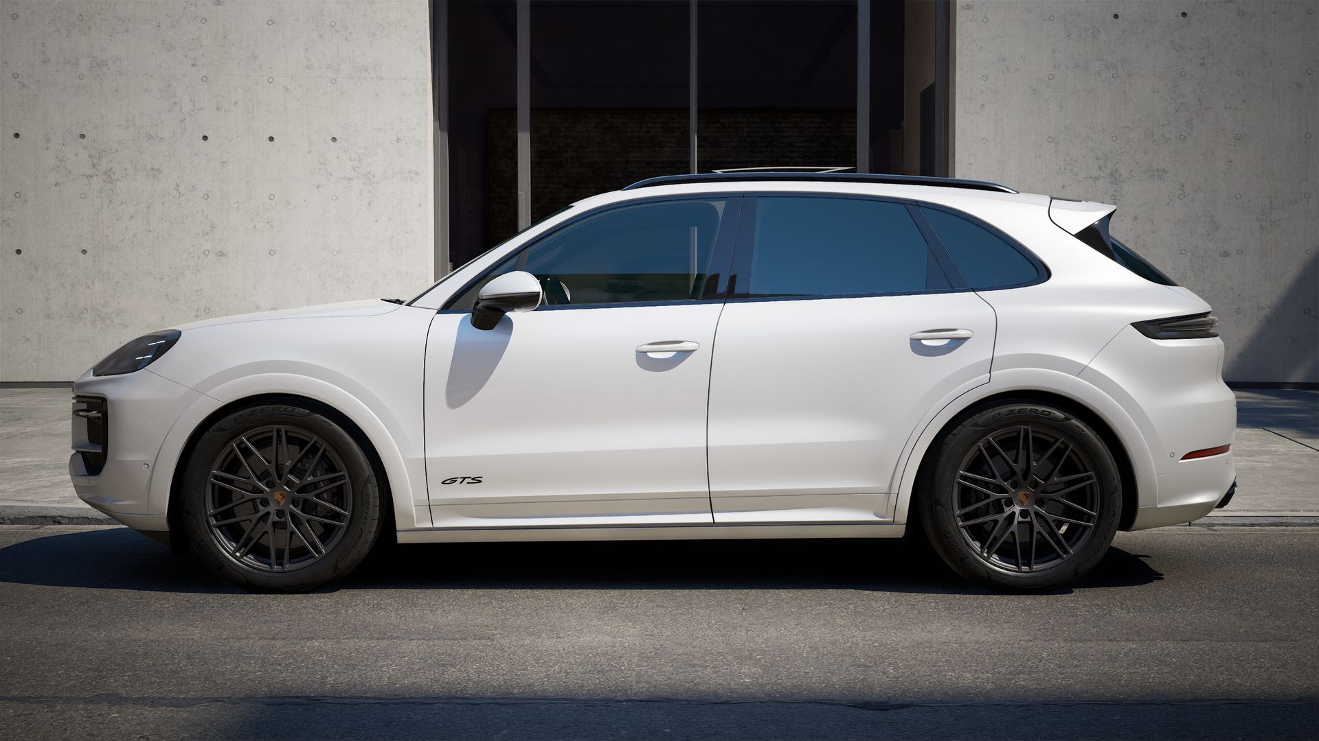 Exterior view of Cayenne GTS showing the left side of the car