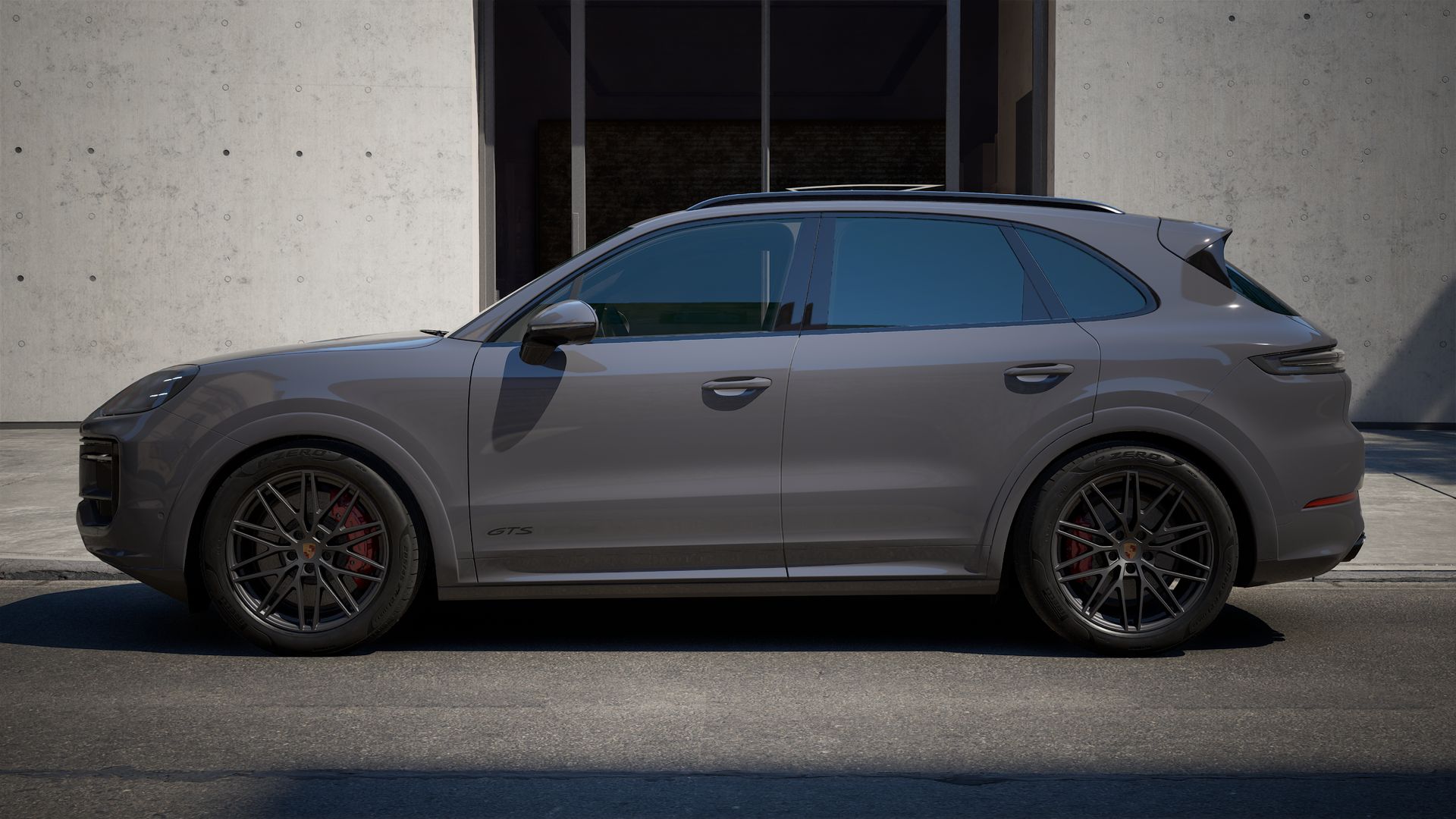 Exterior view of Cayenne GTS showing the left side of the car