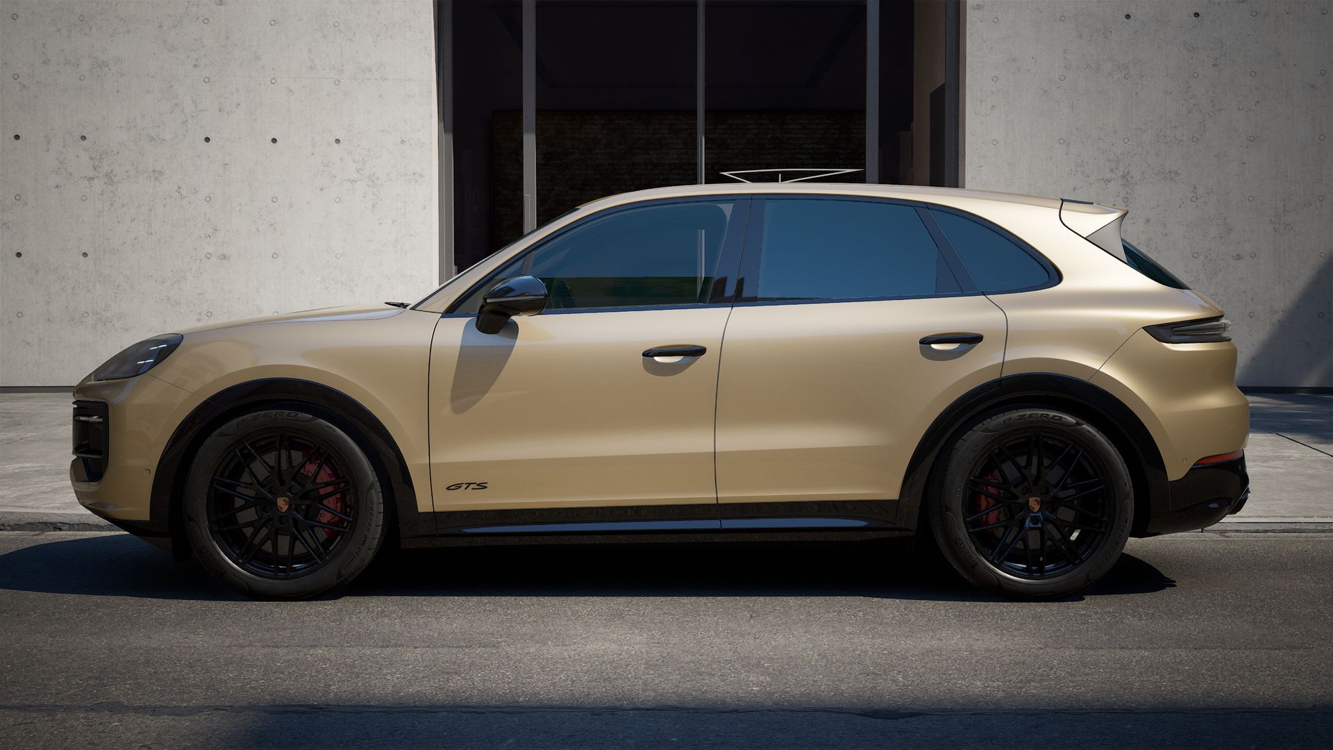 Exterior view of Cayenne GTS showing the left side of the car
